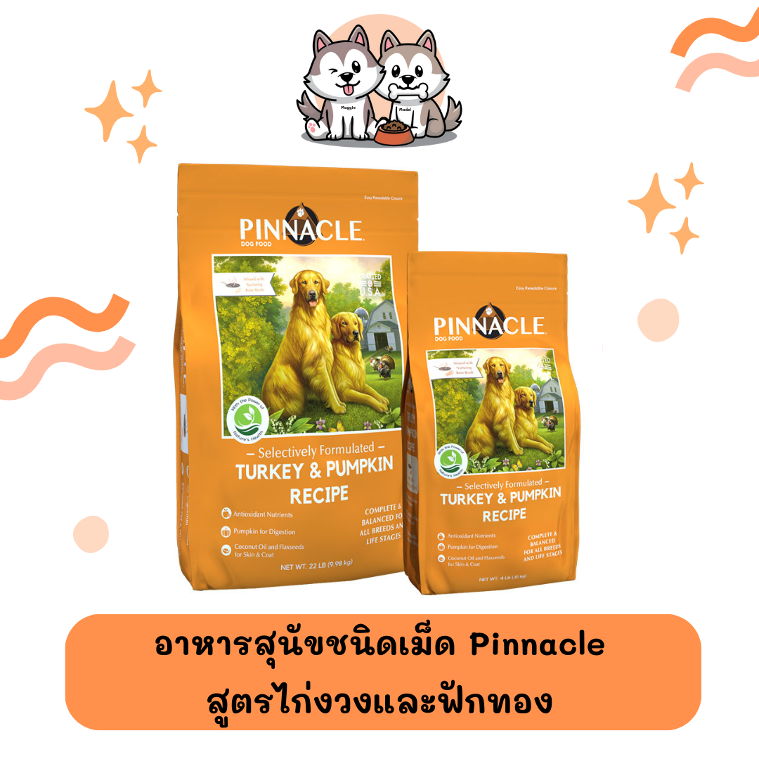 อาหารสุนัขชนิดเม็ด Pinnacle สูตรไก่งวงและฟักทอง ขนาด 300 กรัม