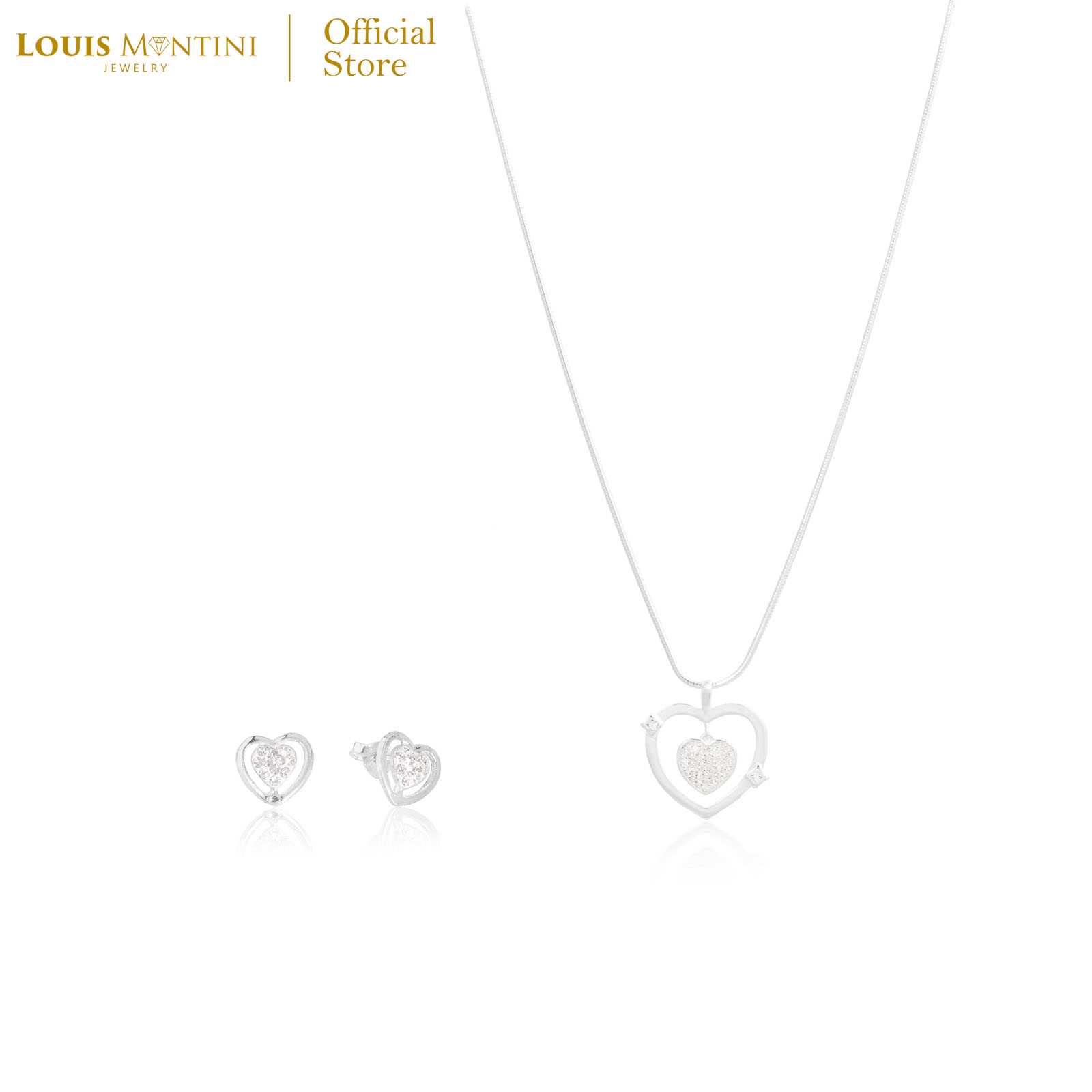 [Giftset] Louis Montini (Jewelry) ชุดกิฟท์เซต ต่างหูเงินแท้ สร้อยคอเงินแท้ รูปหัวใจ LJ-GS014