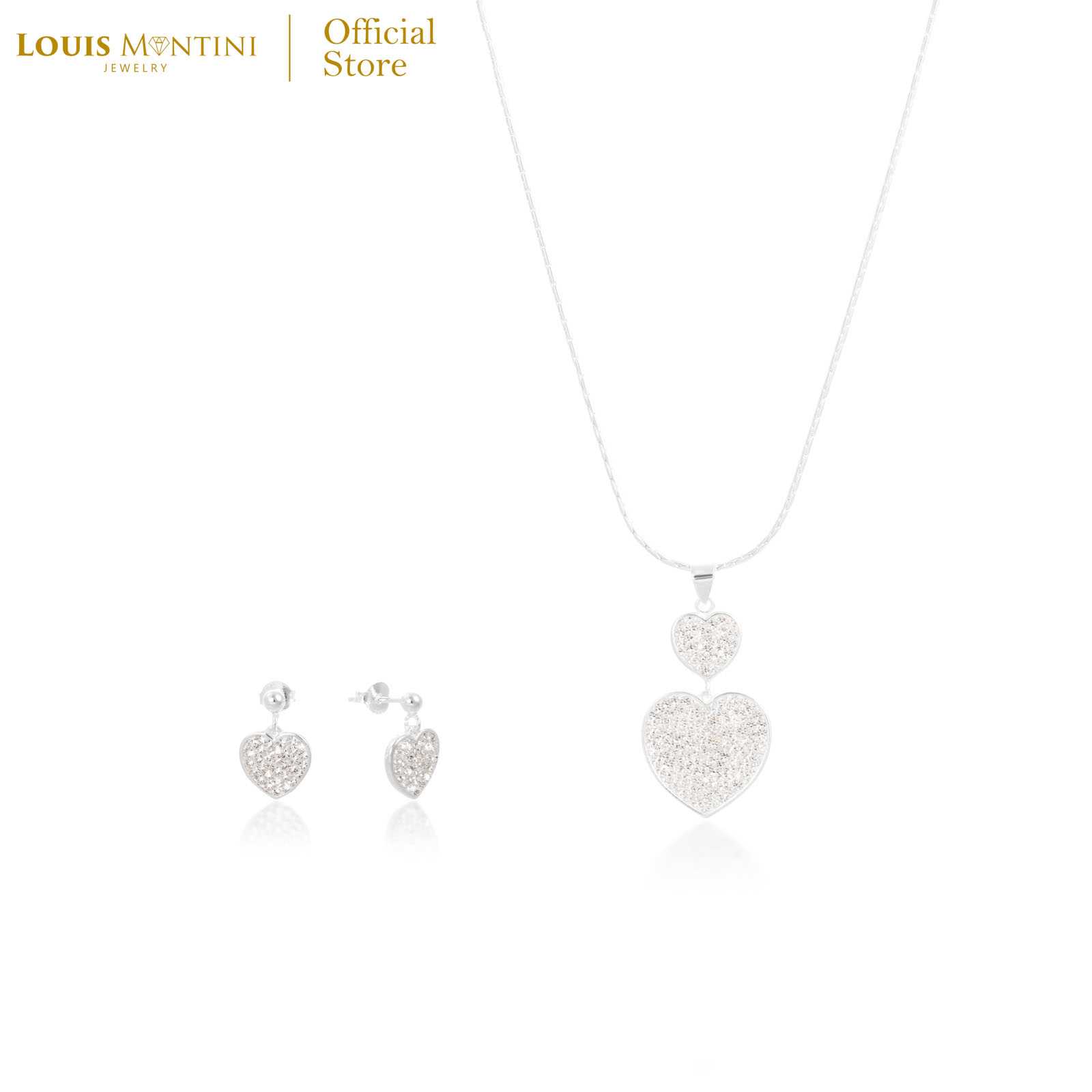 [Giftset] Louis Montini (Jewelry) ชุดกิฟท์เซต ต่างหูเงินแท้ สร้อยคอเงินแท้ รูปหัวใจ LJ-GS015