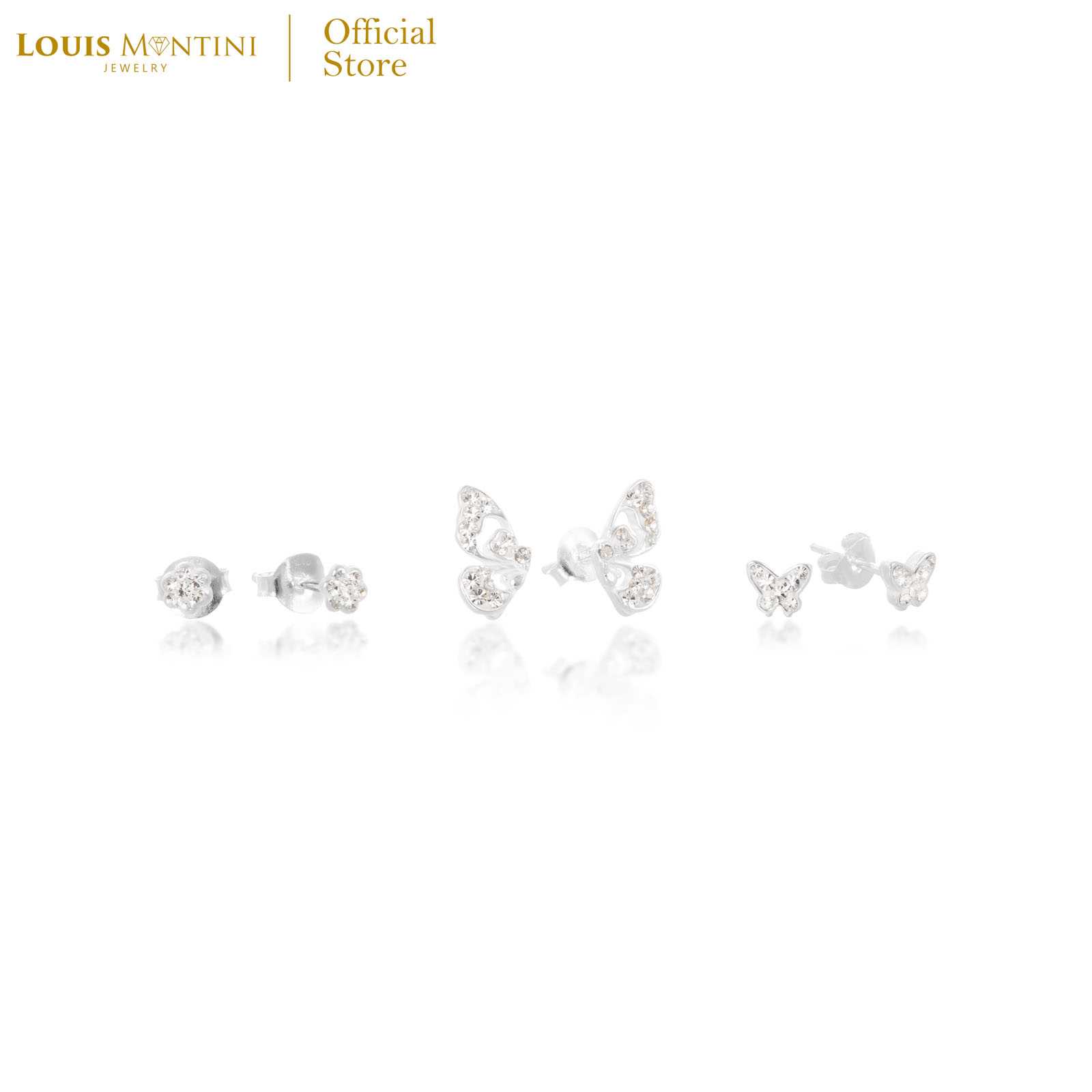 [Giftset] Louis Montini (Jewelry) ชุดกิฟท์เซต ต่างหูเงินแท้ รูปผีเสื้อ กับ ดอกไม้ LJ-GS018