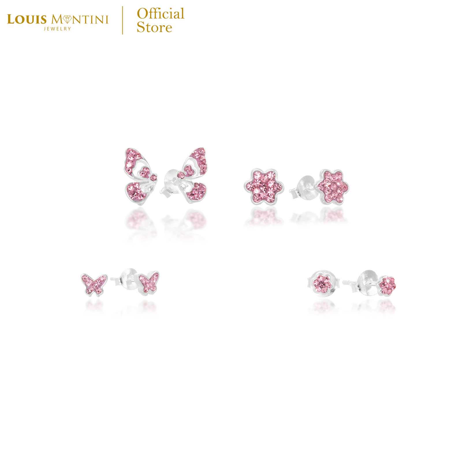 [Giftset] Louis Montini (Jewelry) ชุดกิฟท์เซต ต่างหูเงินแท้ รูปผีเสื้อ กับ ดอกไม้ LJ-GS019