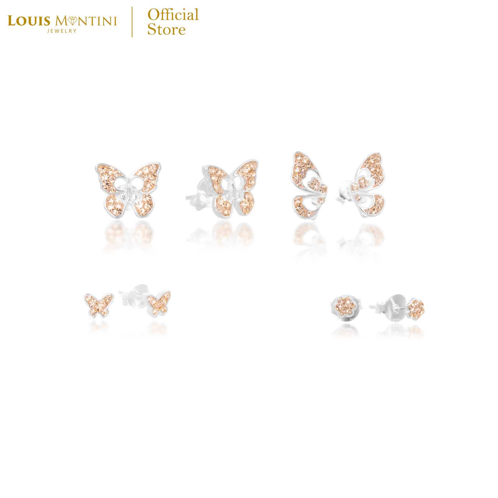 [Giftset] Louis Montini (Jewelry) ชุดกิฟท์เซต ต่างหูเงินแท้ รูปผีเสื้อ กับ ดอกไม้ LJ-GS020