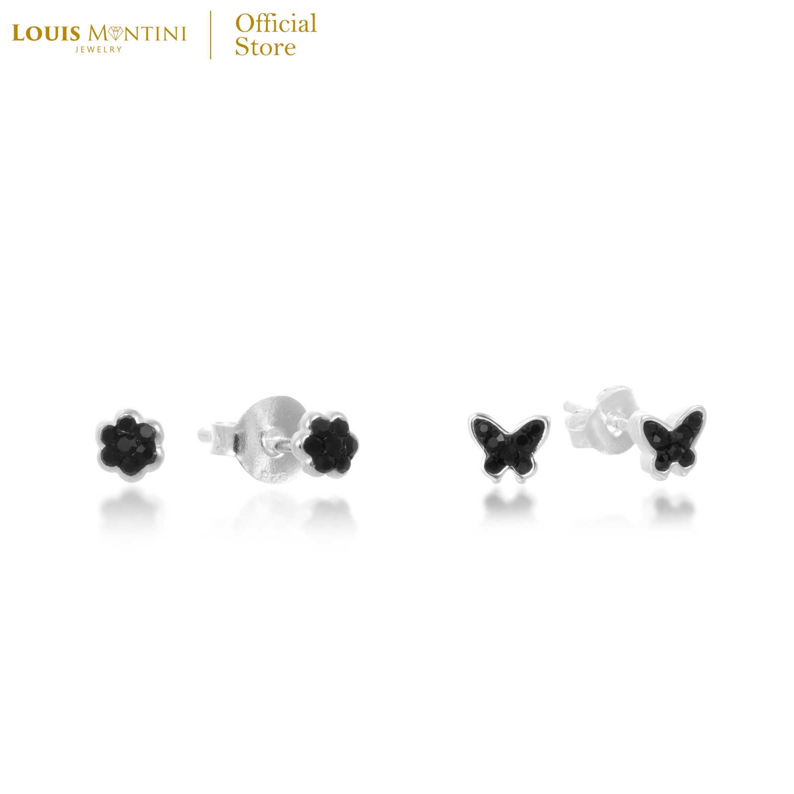 [Giftset] Louis Montini (Jewelry) ชุดกิฟท์เซต ต่างหูเงินแท้ รูปผีเสื้อ กับ ดอกไม้ LJ-GS021
