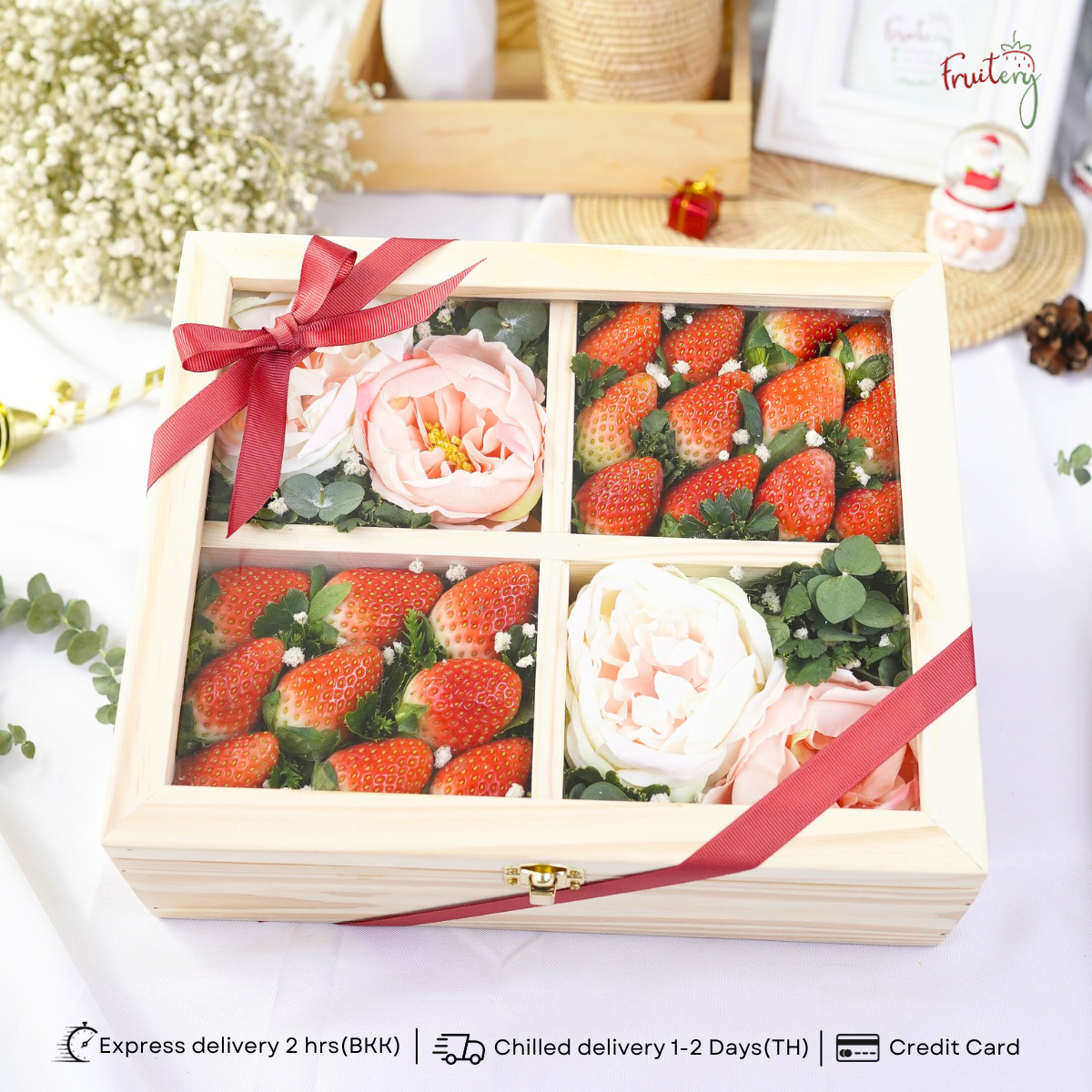 WX18 Strawberry & Flower Wood gift box