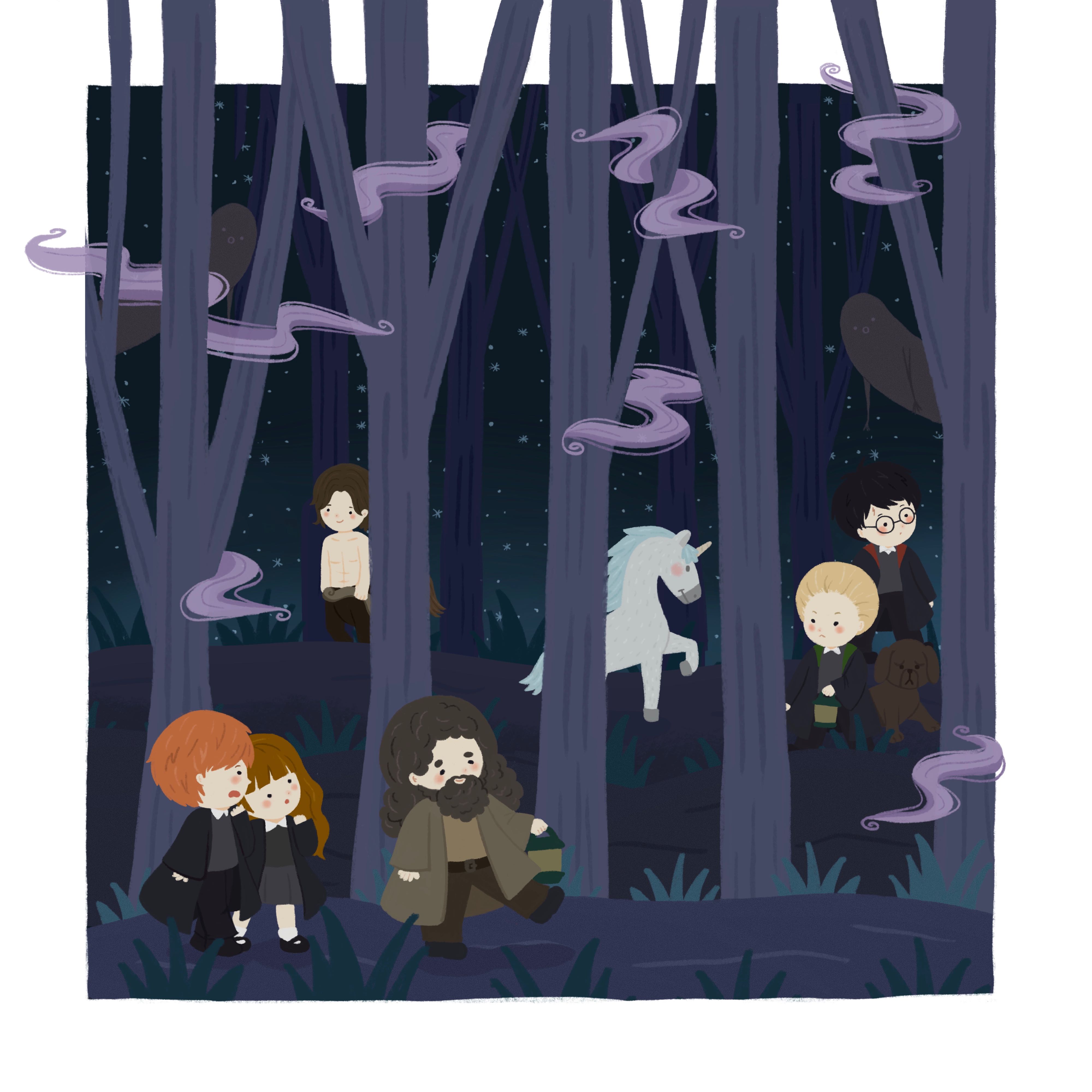 The forbidden forest  Postcard 5x5”