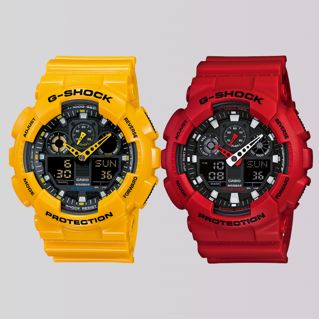 CASIO G-SHOCK นาฬิกาข้อมือ รุ่น GA-100A-9ADR(เหลือง) / GA-100B-4ADR(แดง)