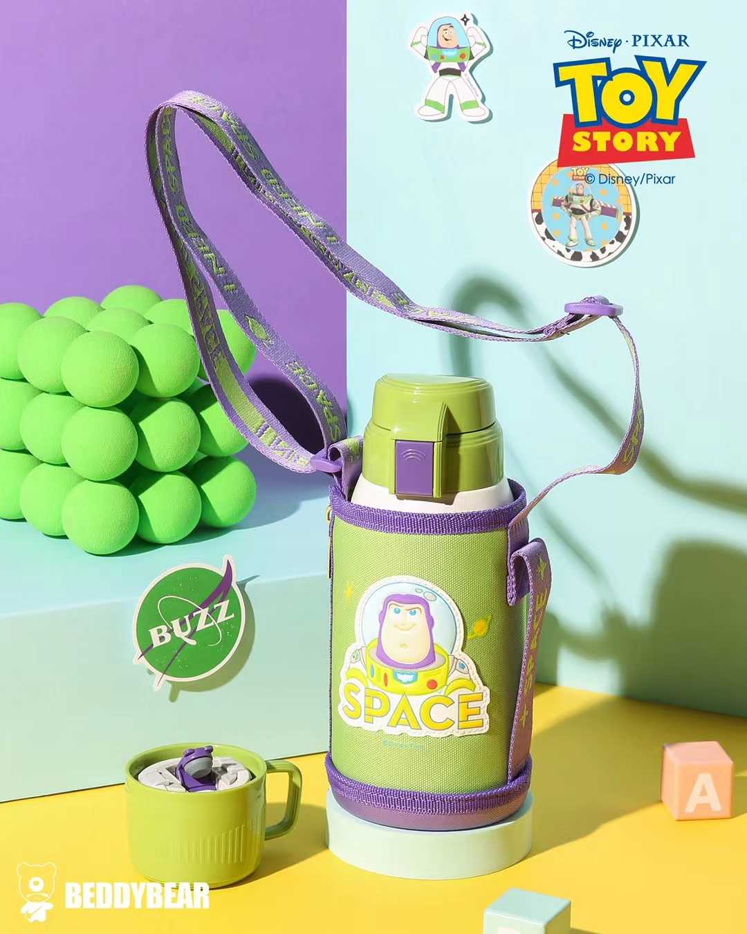 BeddyBearXToy Story กระติกน้ำสูญญากาศสแตนเลส 2-in-1 เก็บอุณหภูมิ พร้อมกระเป๋ามีสายสะพาย BB002TS-005B