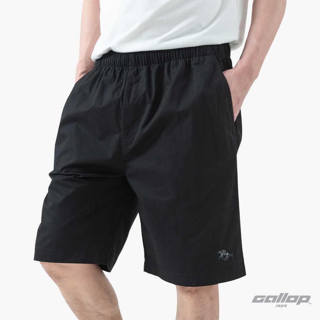 GALLOP : Twill Shorts กางเกงขาสั้นเอวยางยืดผู้ชาย รุ่น Smart Black -ดำ