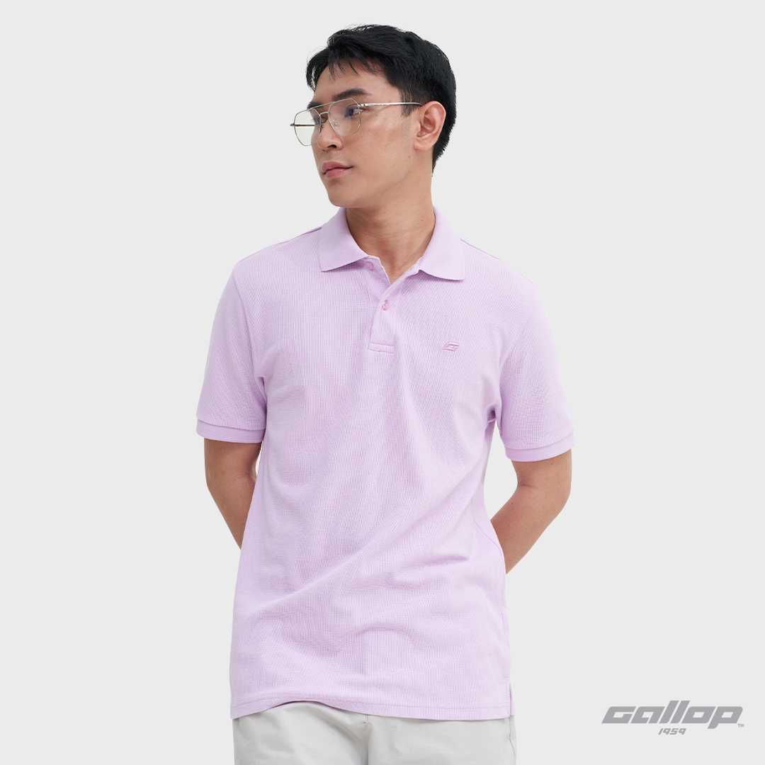 GALLOP : WAFFLE POLO SHIRTS เสื้อโปโลผ้า Waffle รุ่น GP9062 สี Light violet - ม่วงอ่อน