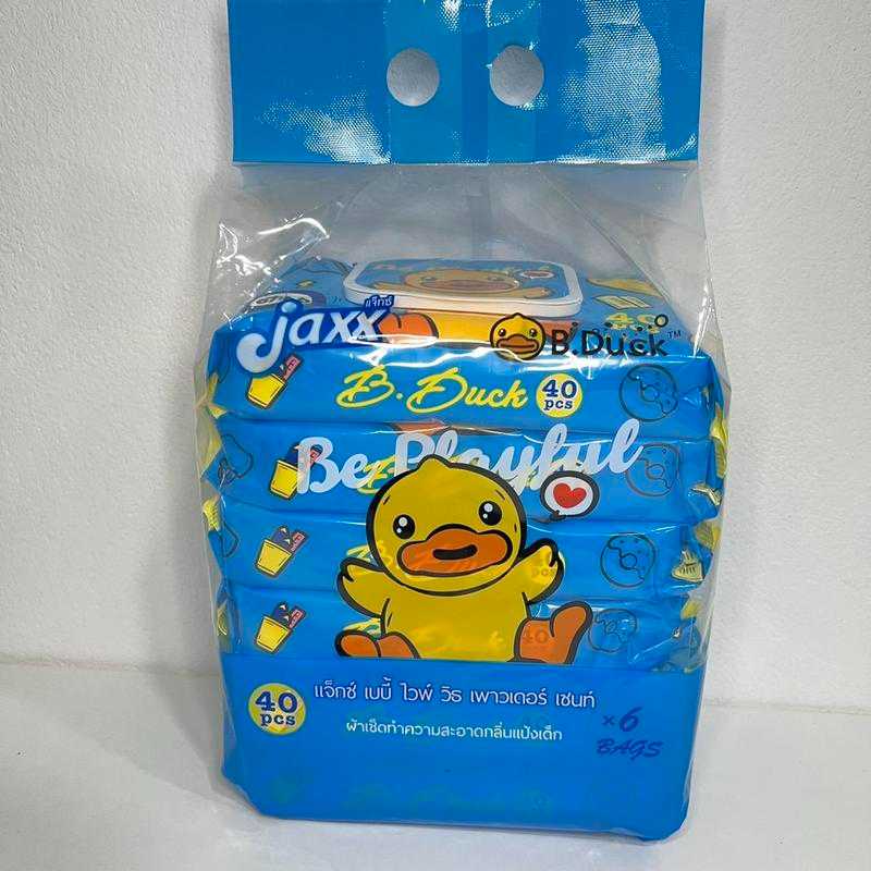 แพค6ห่อ ทิชชู่เปียกเป็ด สีฟ้า 40 แผ่น Jaxx B.Duck