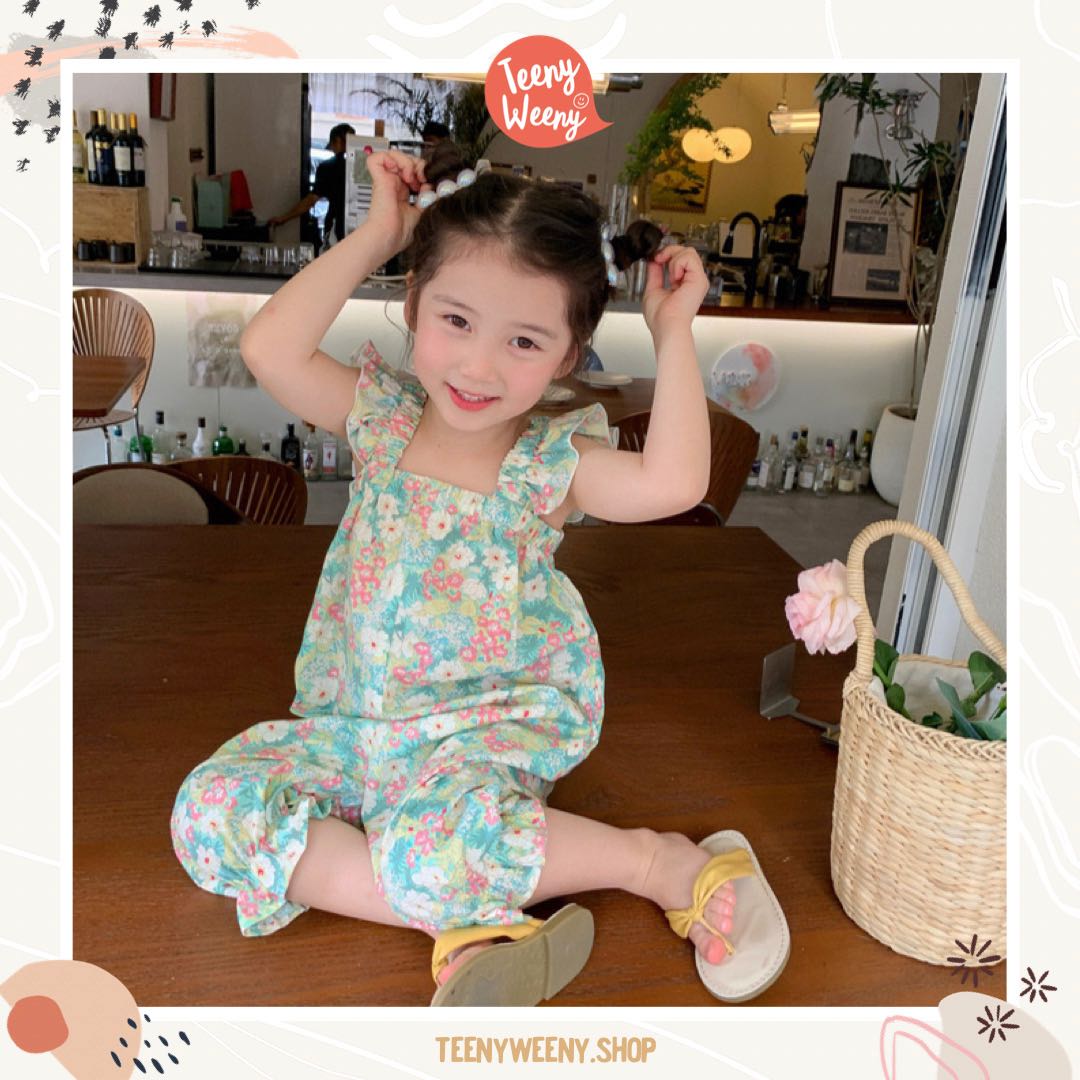 Teenyweeny.shop - Colorful Flower Jumpsuit จั๊มสูทลายดอกไม้