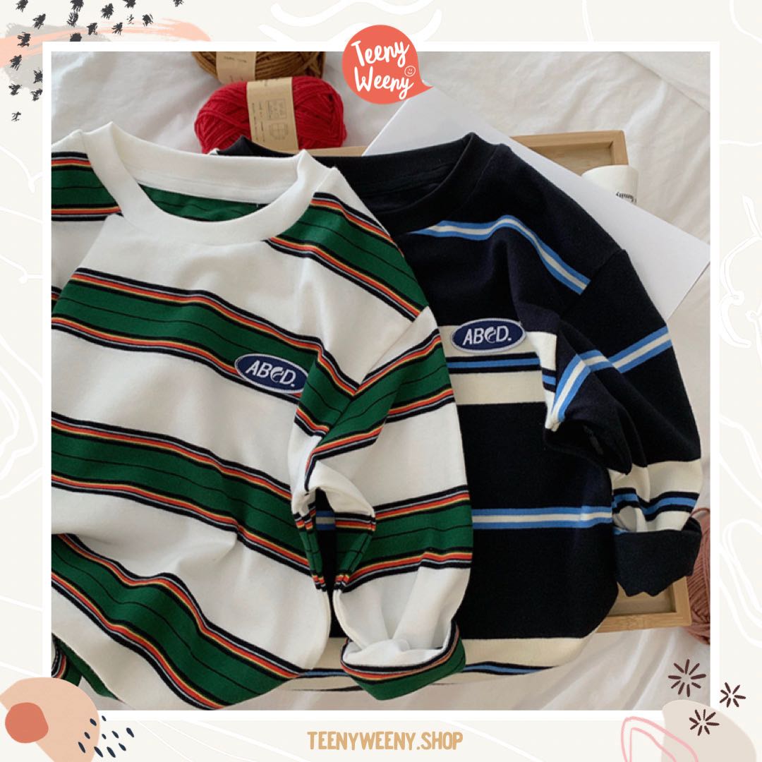 Teenyweeny.shop - ABCD Stripes Shirt  เสื้อแขนยาวลายขวาง