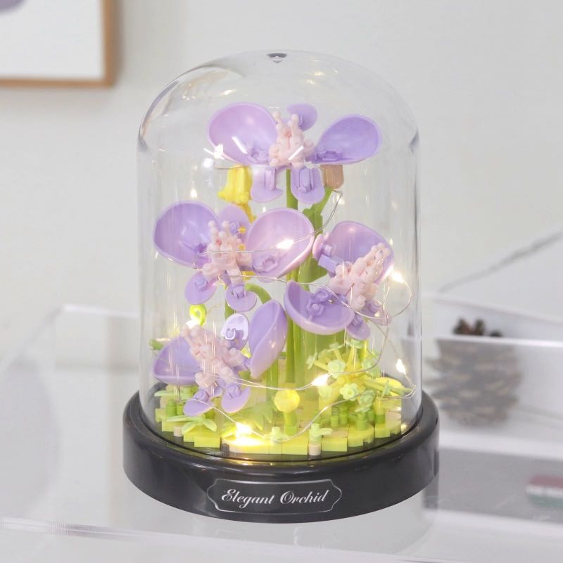 #พร้อมส่ง เลโก้สวนดอกไม้แบบโดมครอบ #รุ่นใหม่ ดอกกล้วยไม้สีม่วง