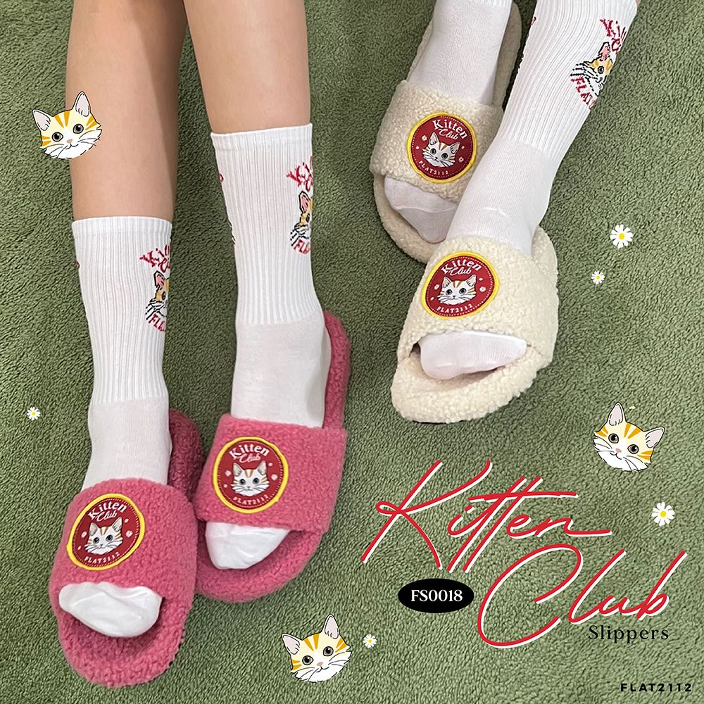 FLAT2112 FS0018 : KITTEN CLUB SLIPPERS