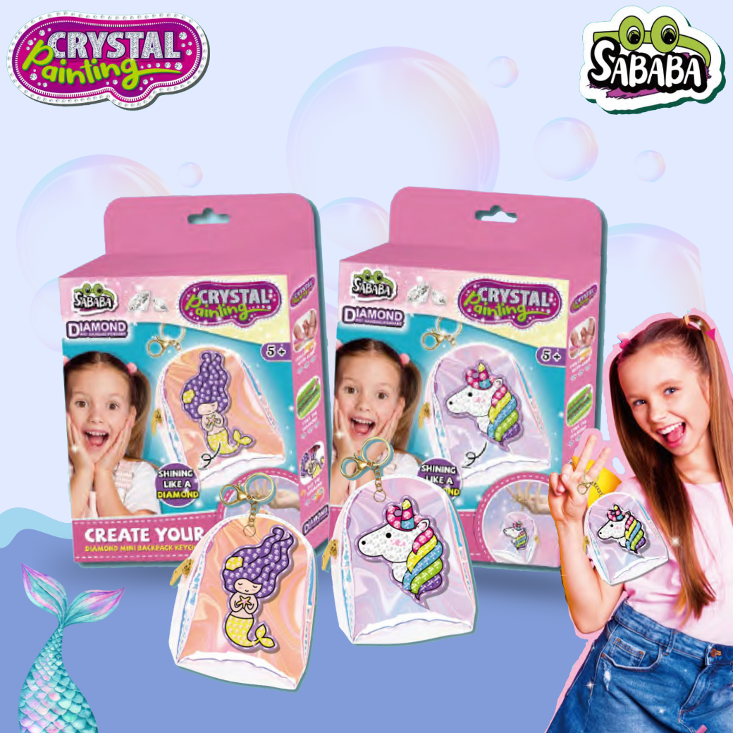 Paulinda พอลลินดา Crystal Painting keyring bag-mermaid พวงกุญแจกระเป๋าจิ๋วสุดเก๋