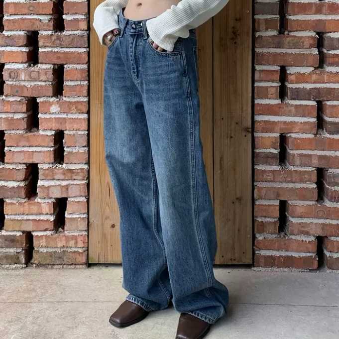 (PRE ORDER)  WIDE LEG DARK BLUE JEANS