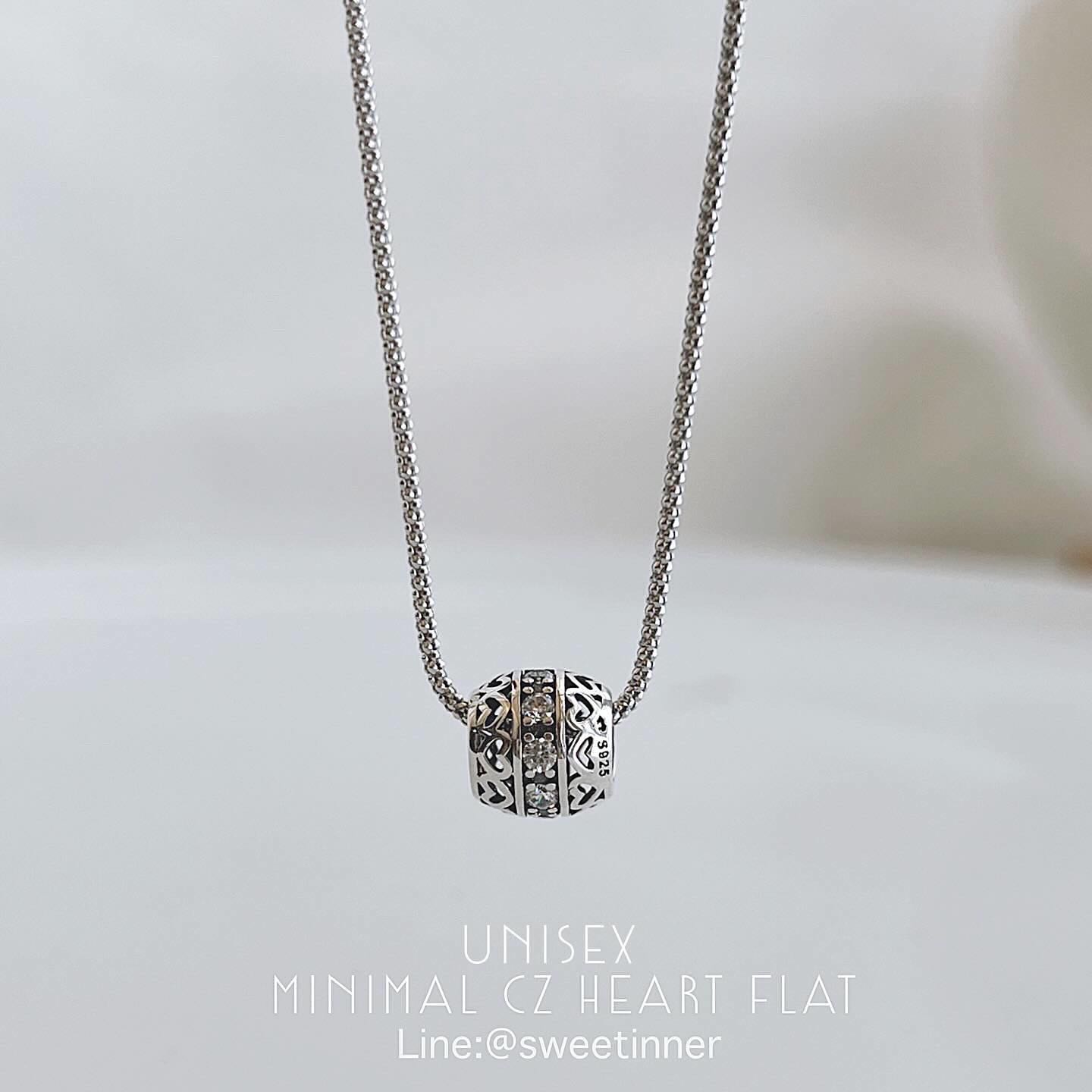 ✨🩶MINIMAL CZ HEART KNIT 40-45CM เงินแท้92.5% สร้อยใส่ได้2ความยาว จี้/ชาร์ม ถอดใส่กับPANDORAได้