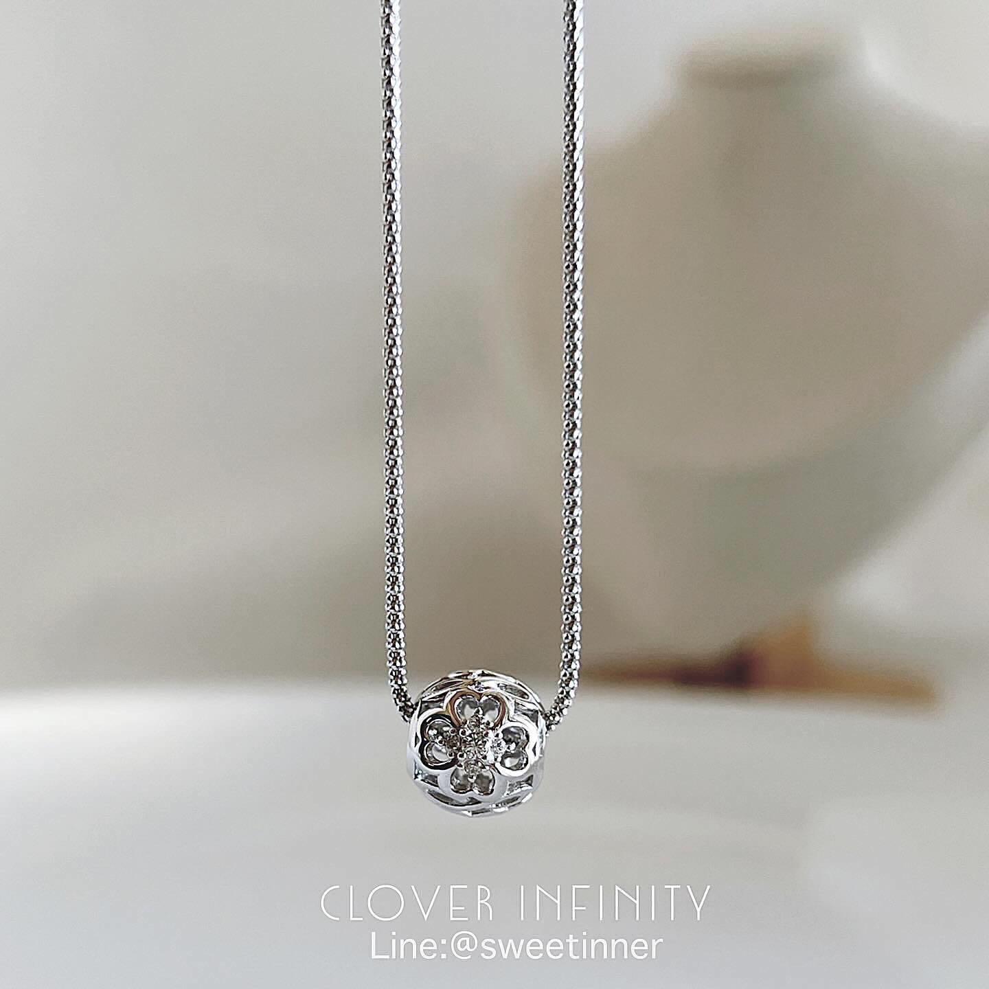 🍀🩶CLOVER INFINITY KNIT 40-45CM เงินแท้92.5% สร้อยใส่ได้2ความยาว จี้/ชาร์มถอดใส่กับPANDORAได้