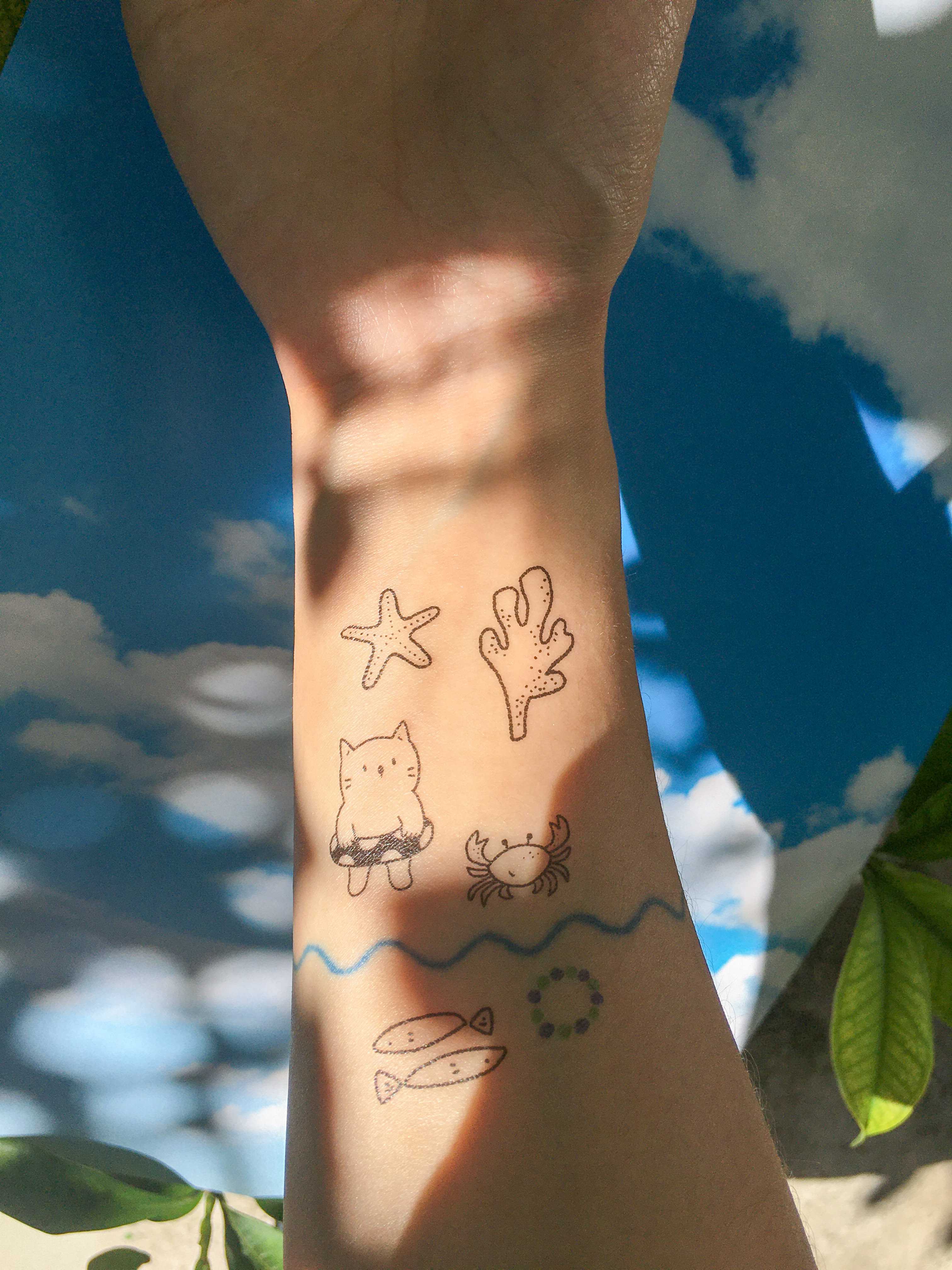 Tattoo set – Cat and sea