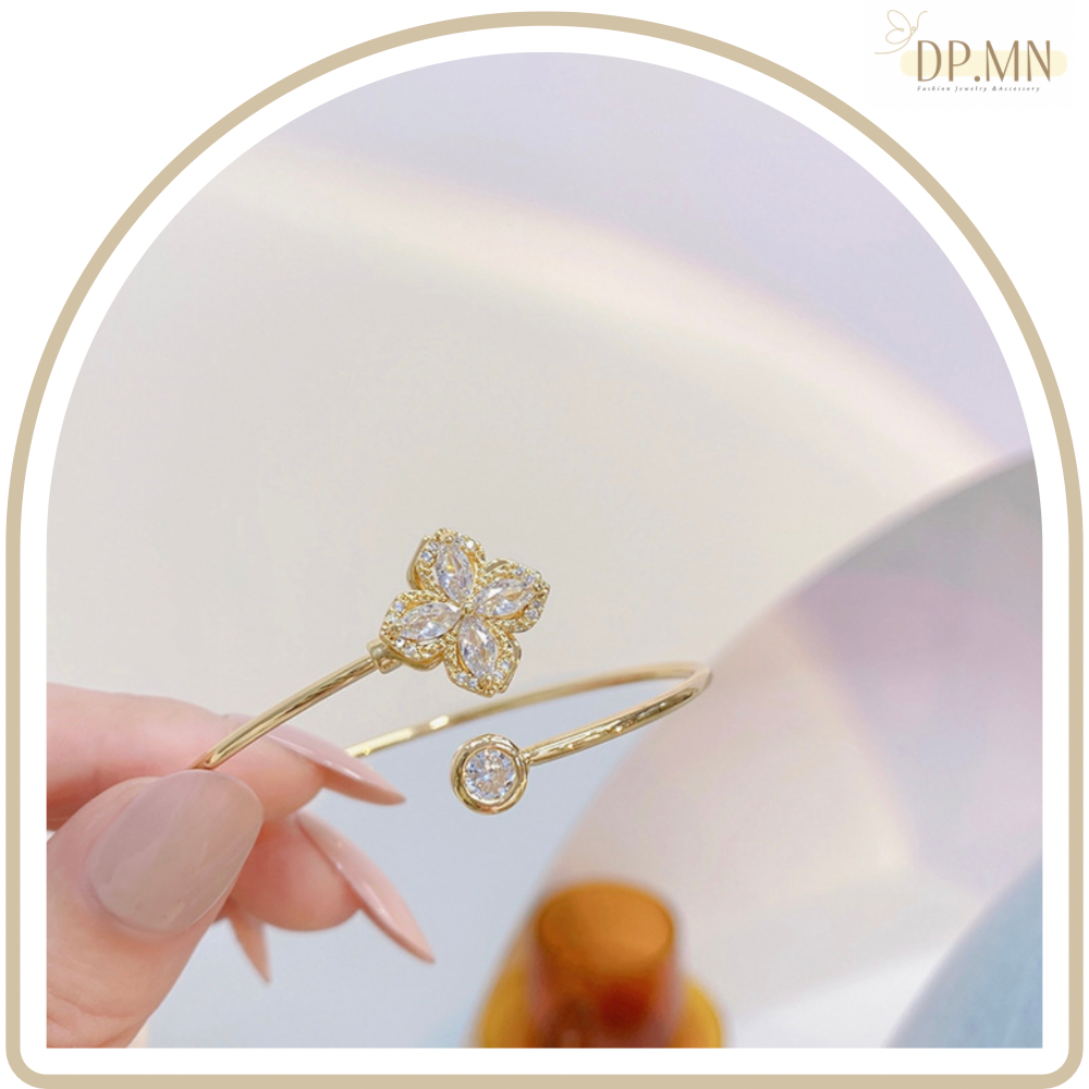 กำไลข้อมือ ชุบทอง 14K เพชร CZ ฟรีไซต์ ◦º°×°º◦`·
