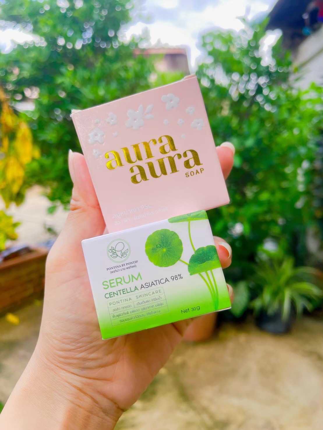 เซตลบสิว เซรั่มใบบัวบก+สบู่หน้าเงา ของแท้!!!🍀[ ของแถมทุกกล่อง ]