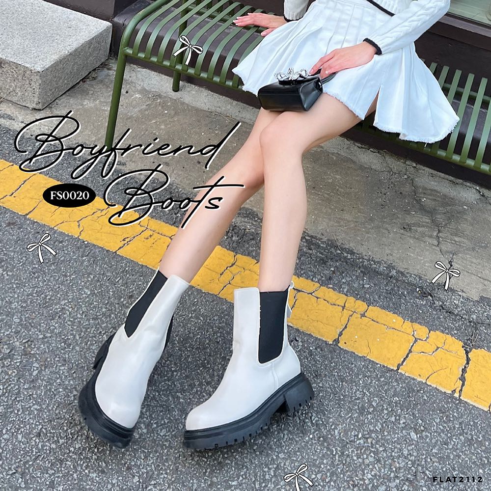 FLAT2112 FS0020 : BOYFRIEND BOOTS รองเท้าบูท