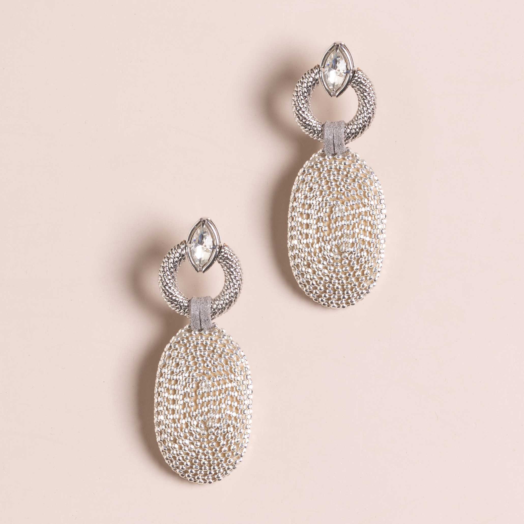 WHITE PEARL BEAD SILVER FASHION EARRINGS