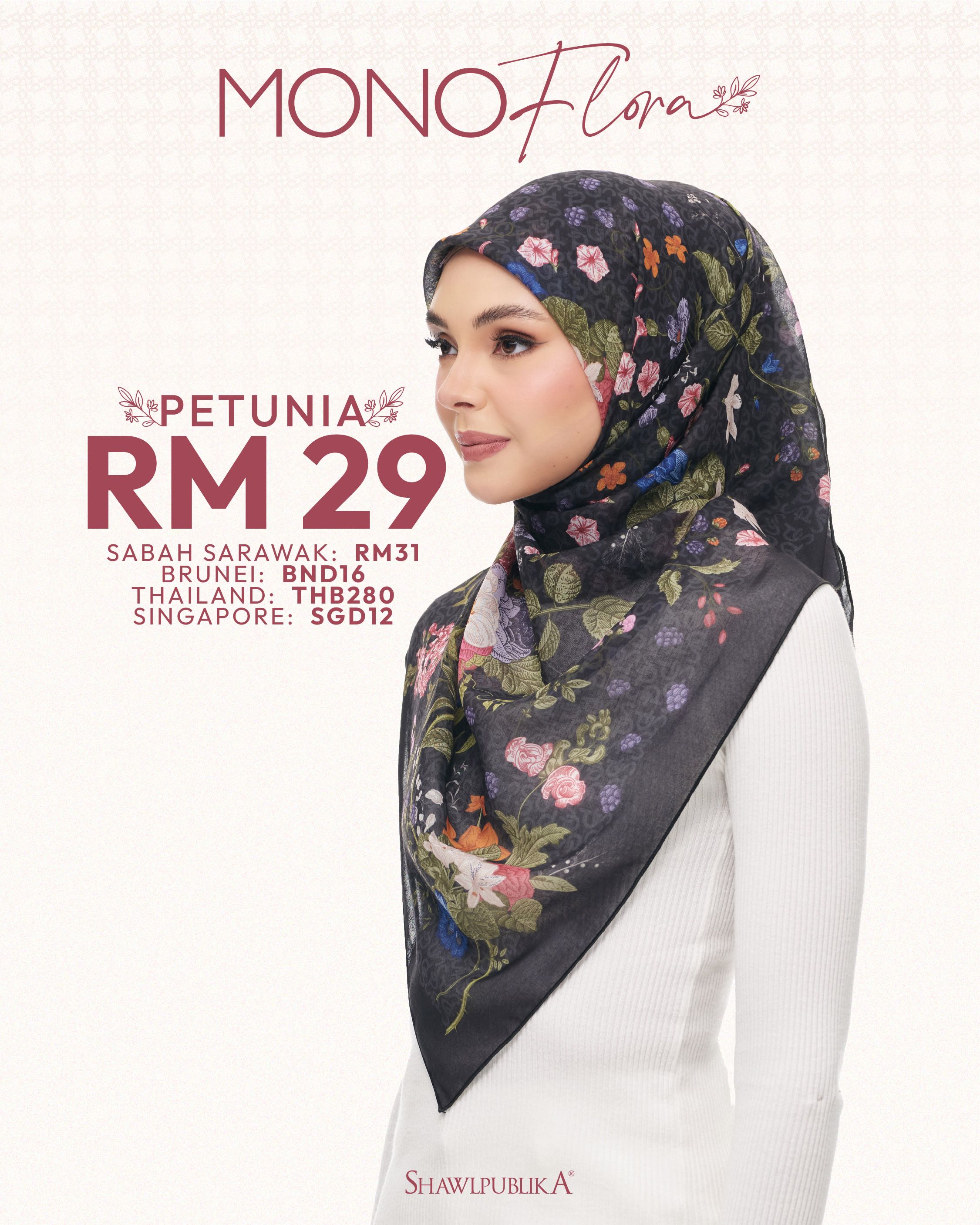 Mono Flora by Shawlpublika Square hijab