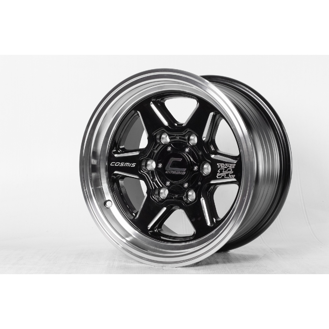 แม็กซ์ TYPE-H 15X7.5 6X139.7 ET15 CB.106.1  (สีดำ+ขอบเงาCNCข้างก้าน+CNCตัวหนังสือ)