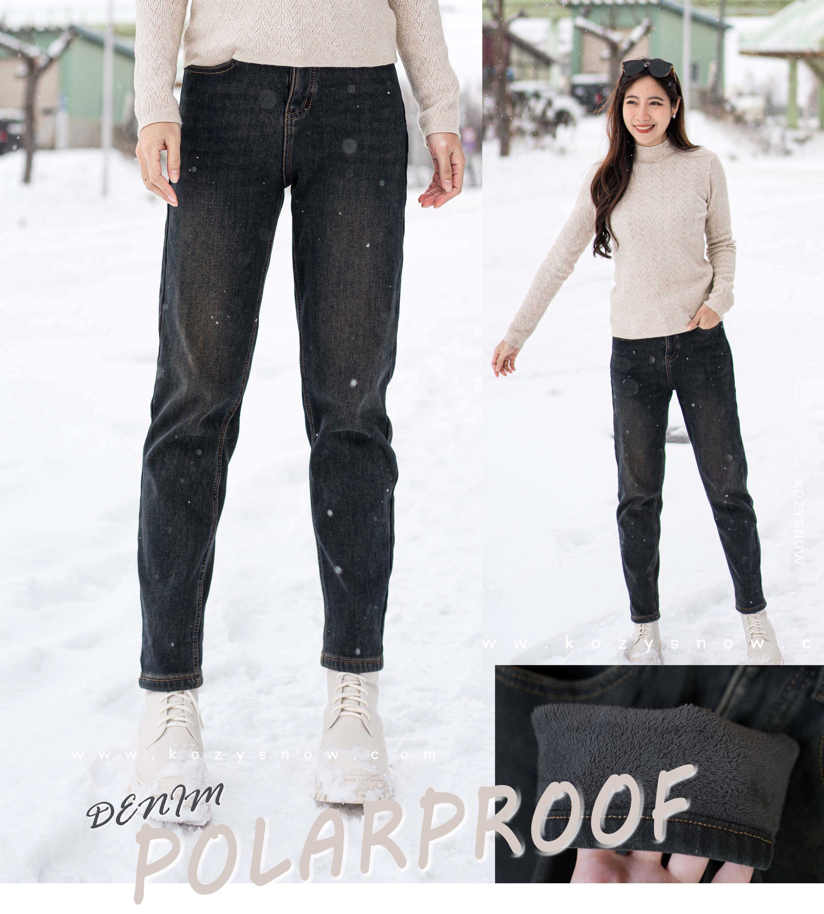 P12 POLARPROOF DENIM กางเกงยีนส์บุขนทรงบอย