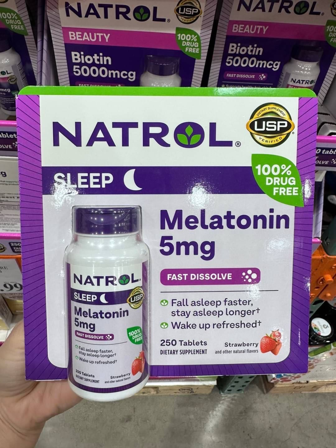  Natrol st5 เมลาโทนินรุ่น เคี้ยว/อม 5Mg ,Fast dissolve mela 5mg 