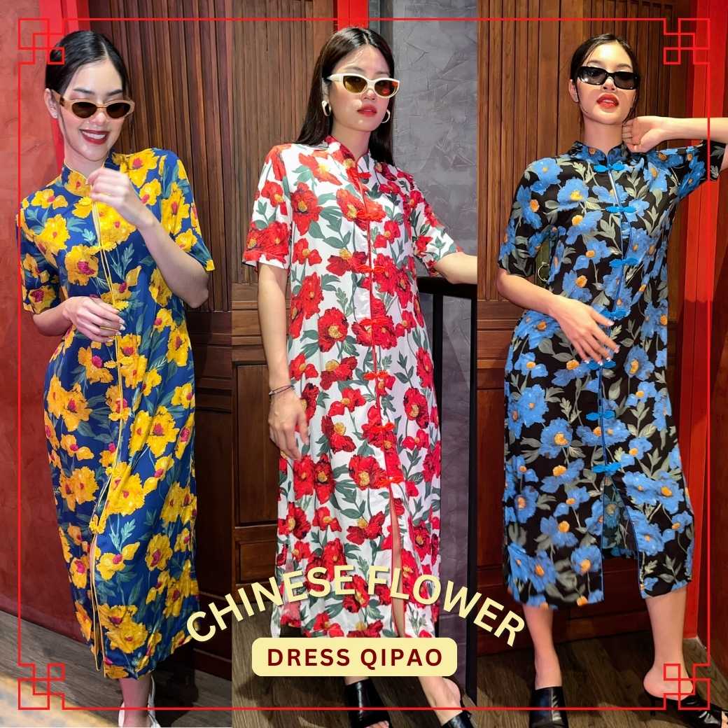 Dress qipao Chinese flower