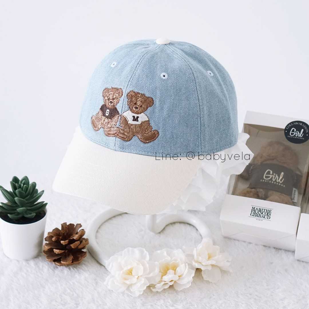 Marithe Girl X Mfg Twin Bear Color Block 6-Panel Cap (Light Blue)
