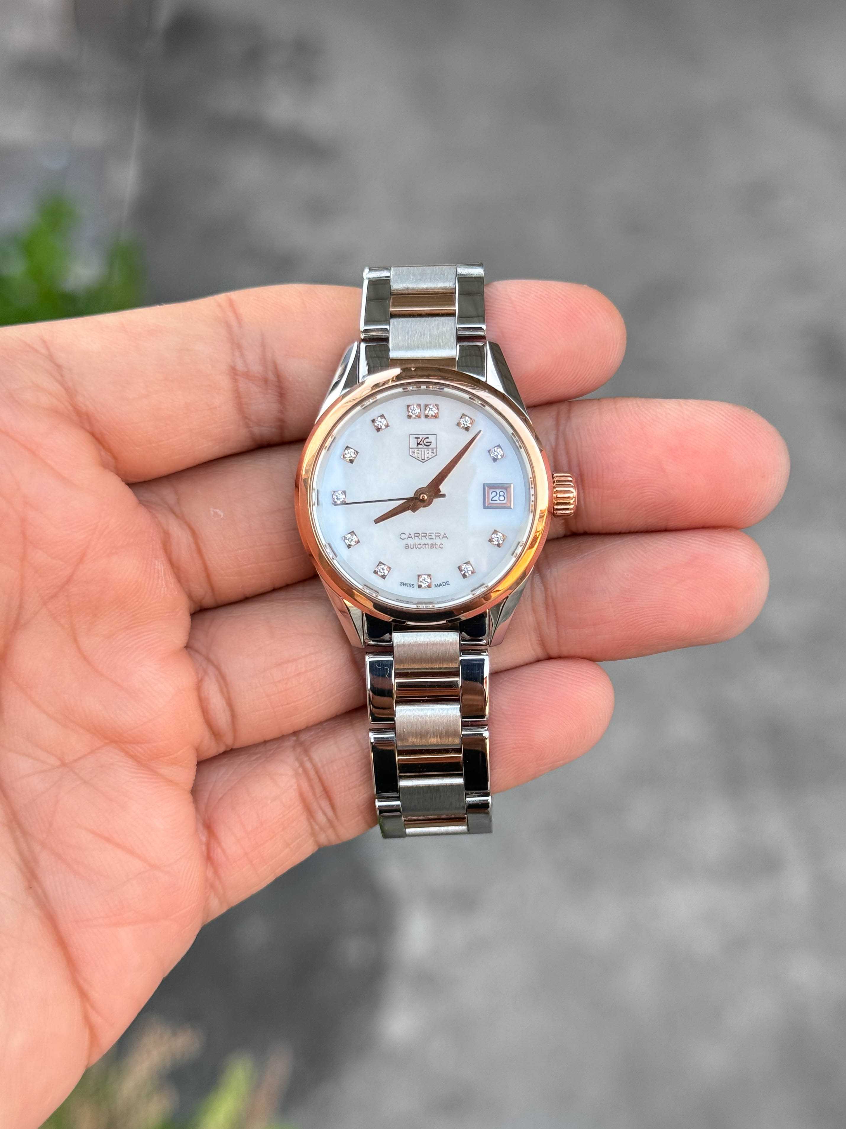 Tag Heuer Carrera Diamond 2tone 18K Rose Gold Automatic Lady Size