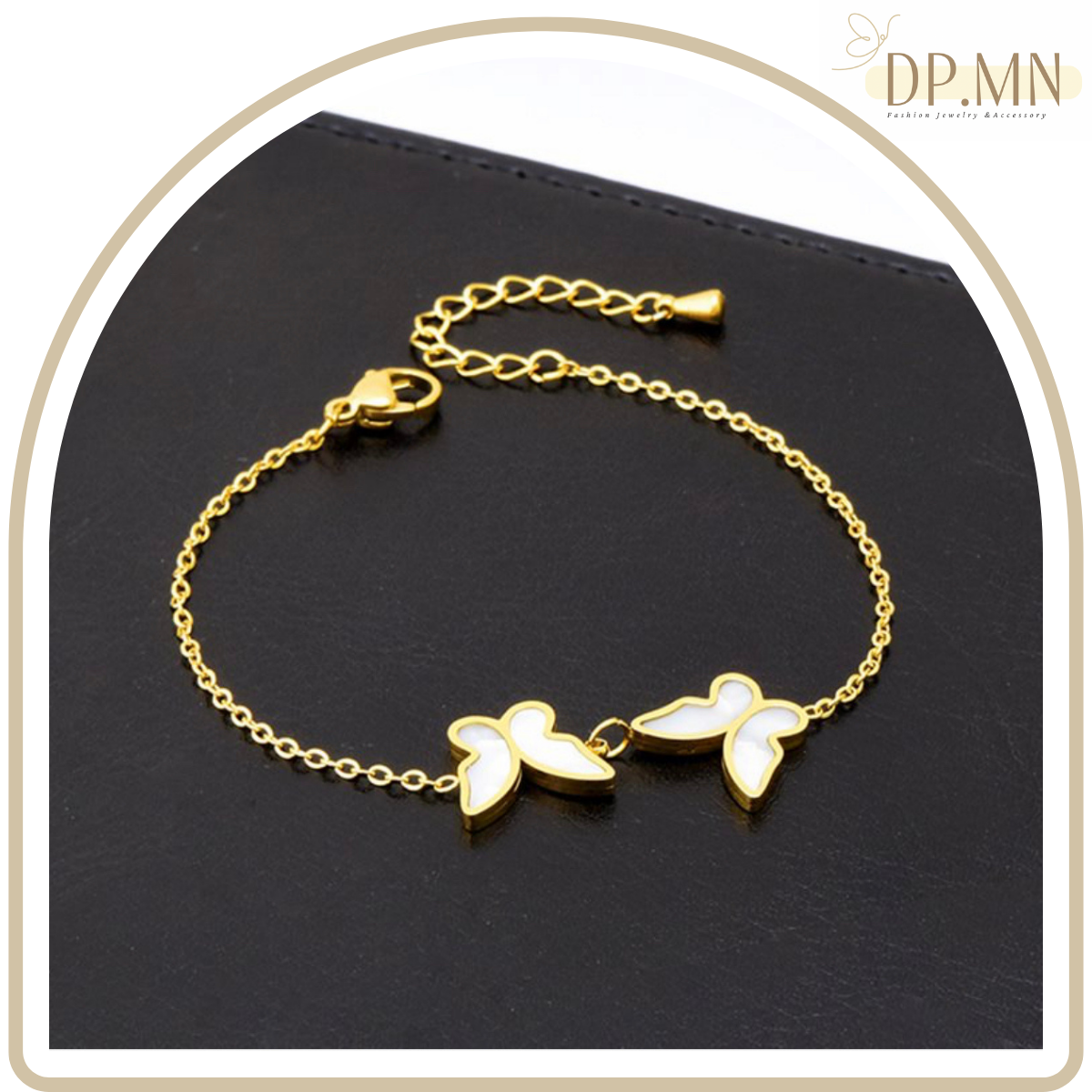 Butterfly Bubbly 🦋สร้อยข้อมือ สแตนเลส ชุบทอง 18K  ประดับจี้รูปผีเสื้อ