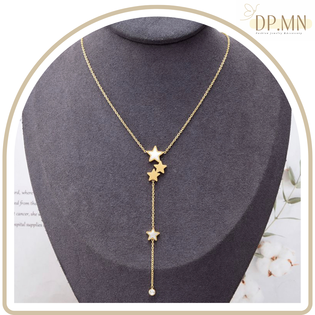 Star Cluster✨สร้อยคอ สแตนเลส ชุบทอง 18K ประดับจี้รูปหมู่ดาว มีระย้ารูปดาว🌟