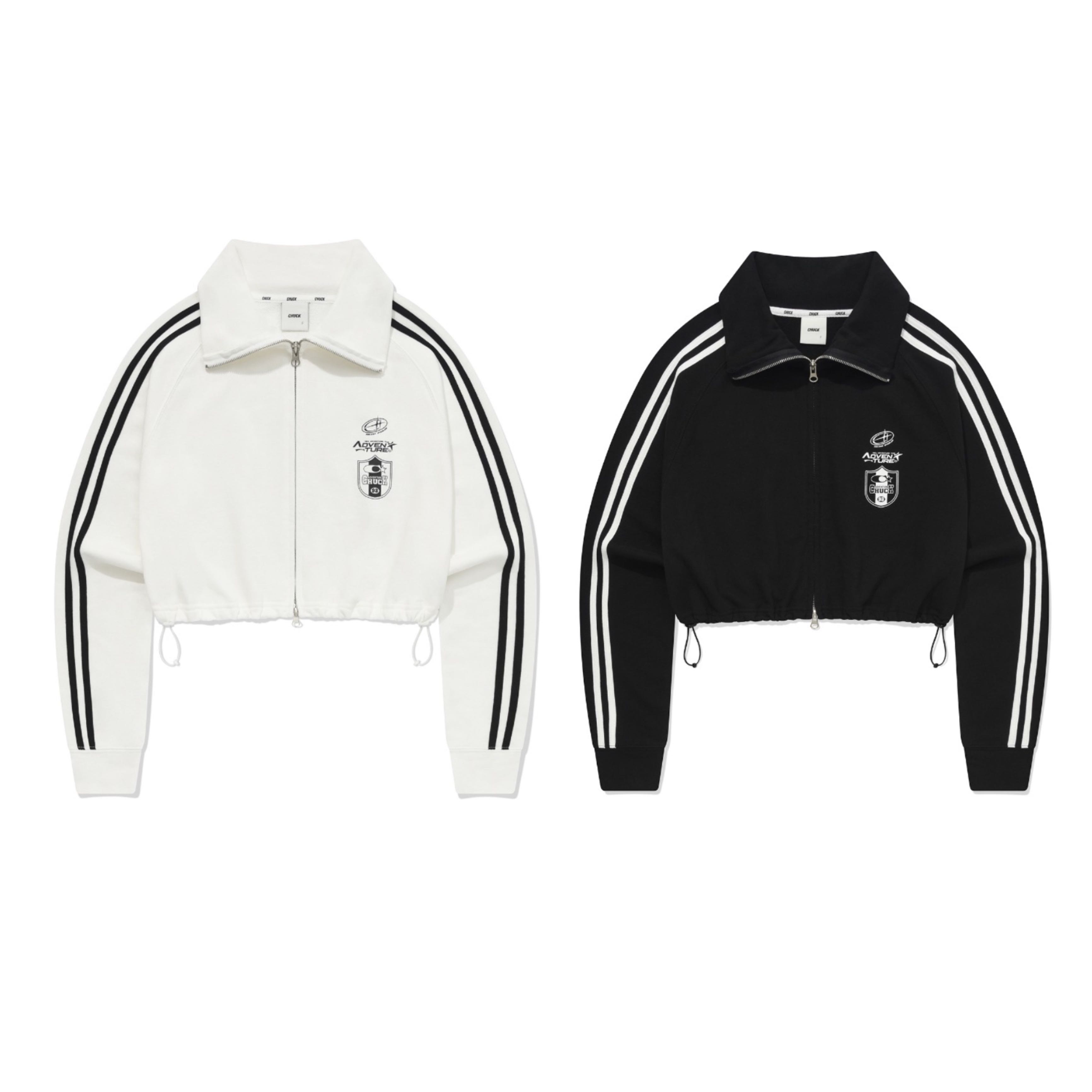 /พร้อมส่ง/ Chuck Symbol Track Crop Collar Zip-Up