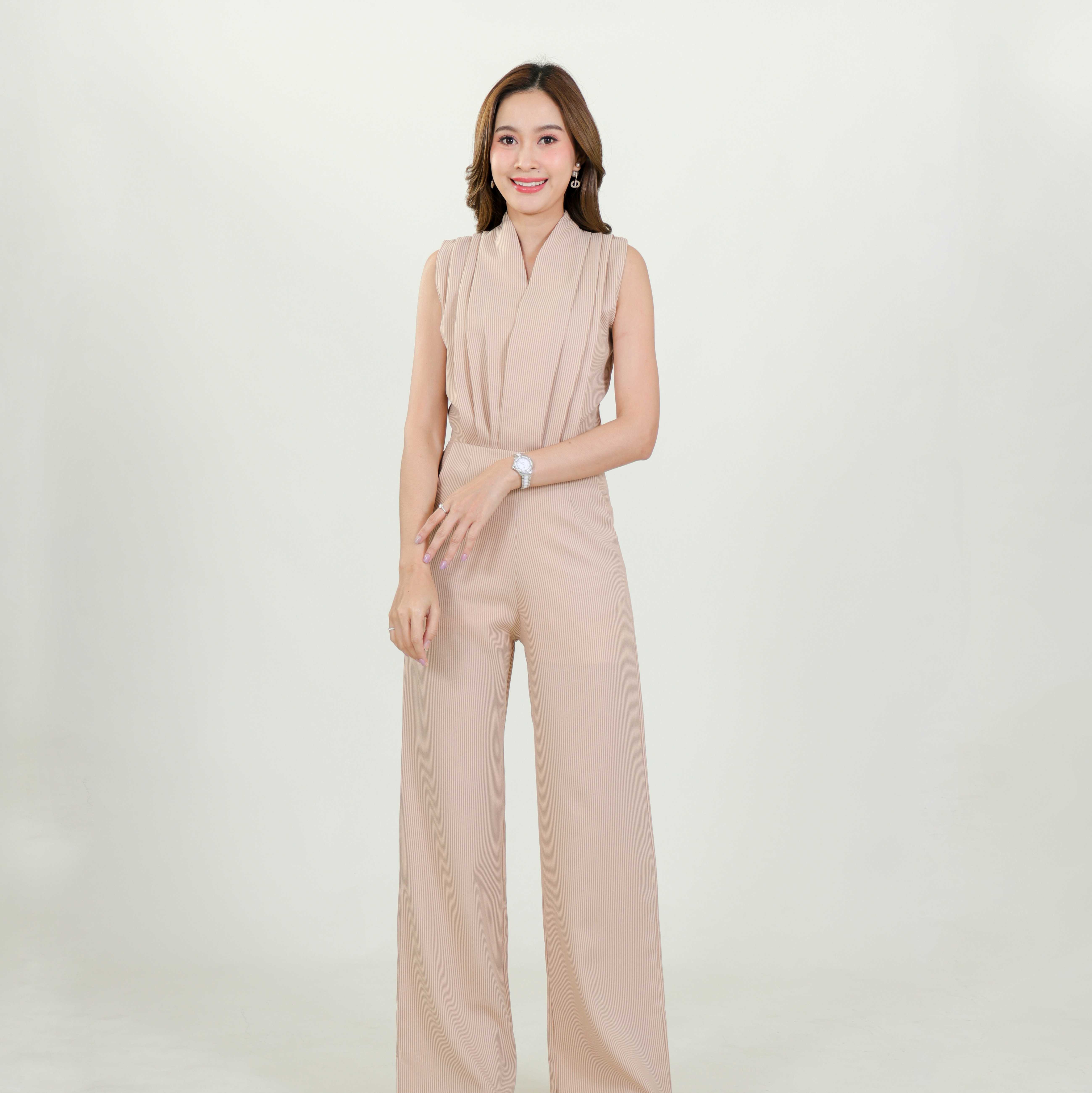 (พร้อมส่ง) Alinda Stripe Jumpsuit