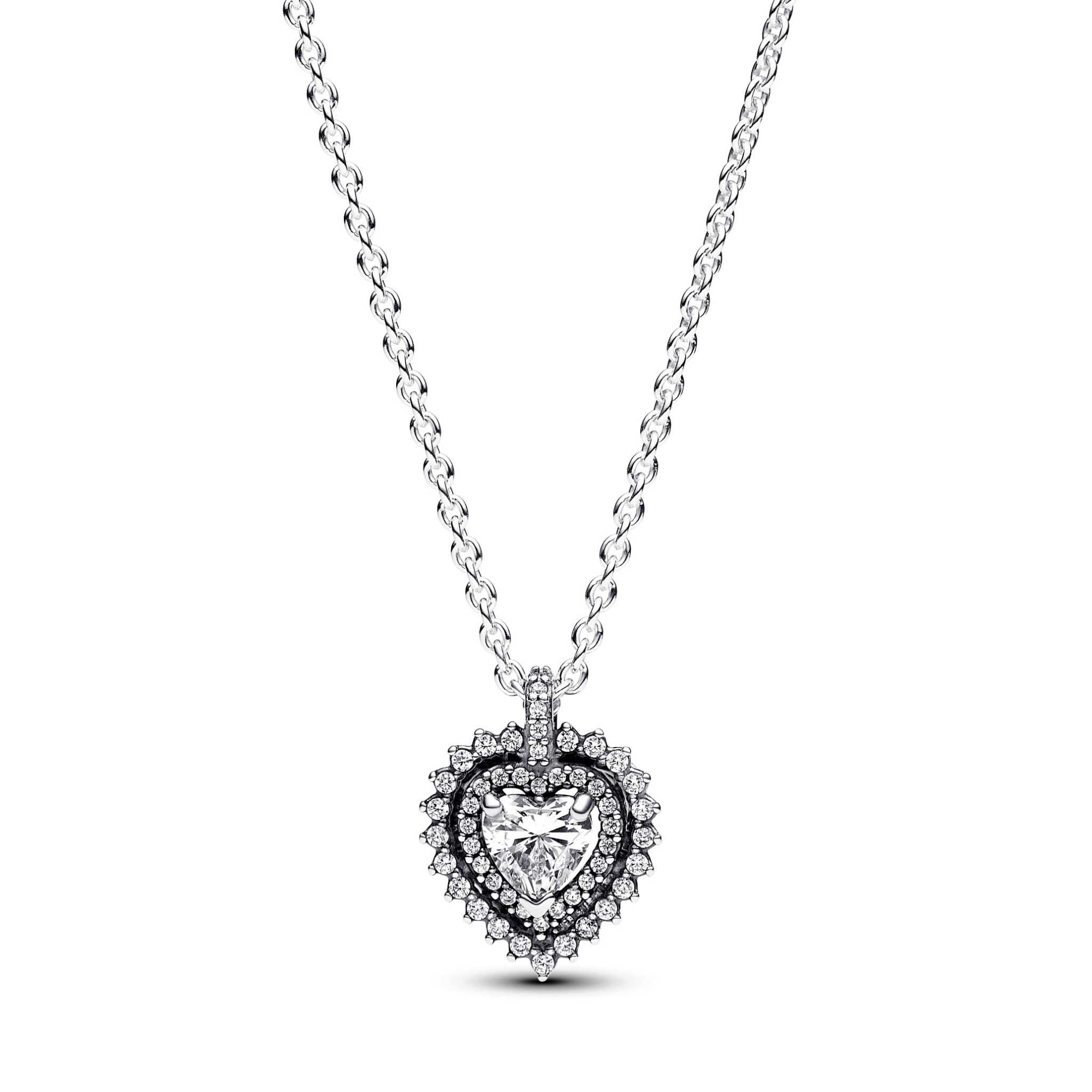 Sparkling Heart Halo  Pendant Necklace