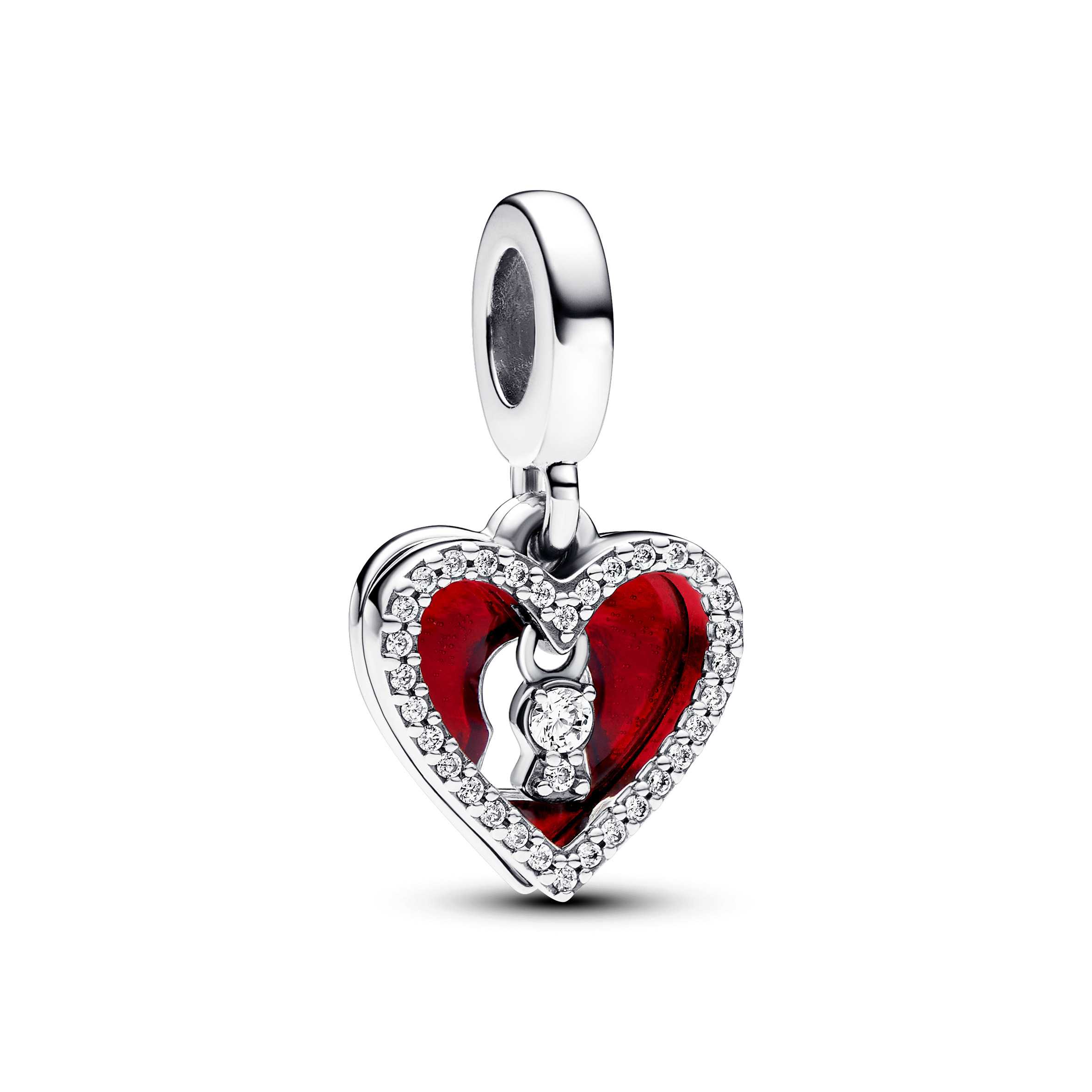 Red Heart & Keyhole  Double Dangle Char