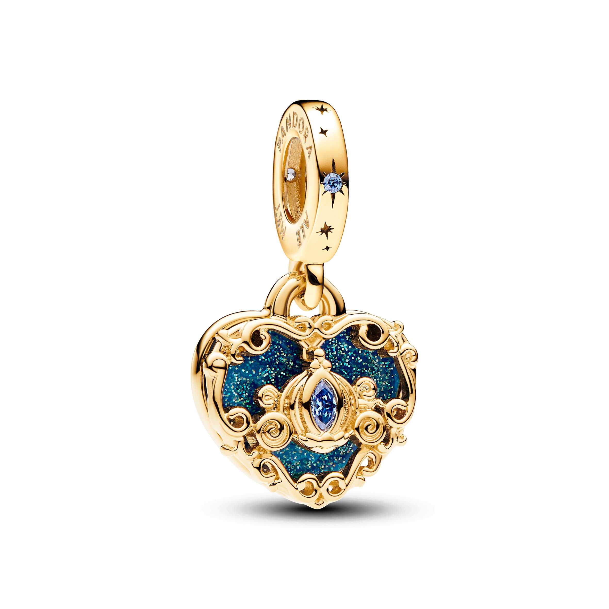 Disney Cinderella’s Carriage &  Heart Double Dangle Charm