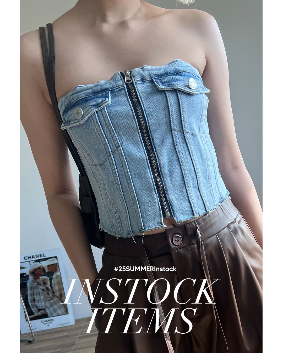 P69 - เกาะอกยีนส์ซิปหน้า