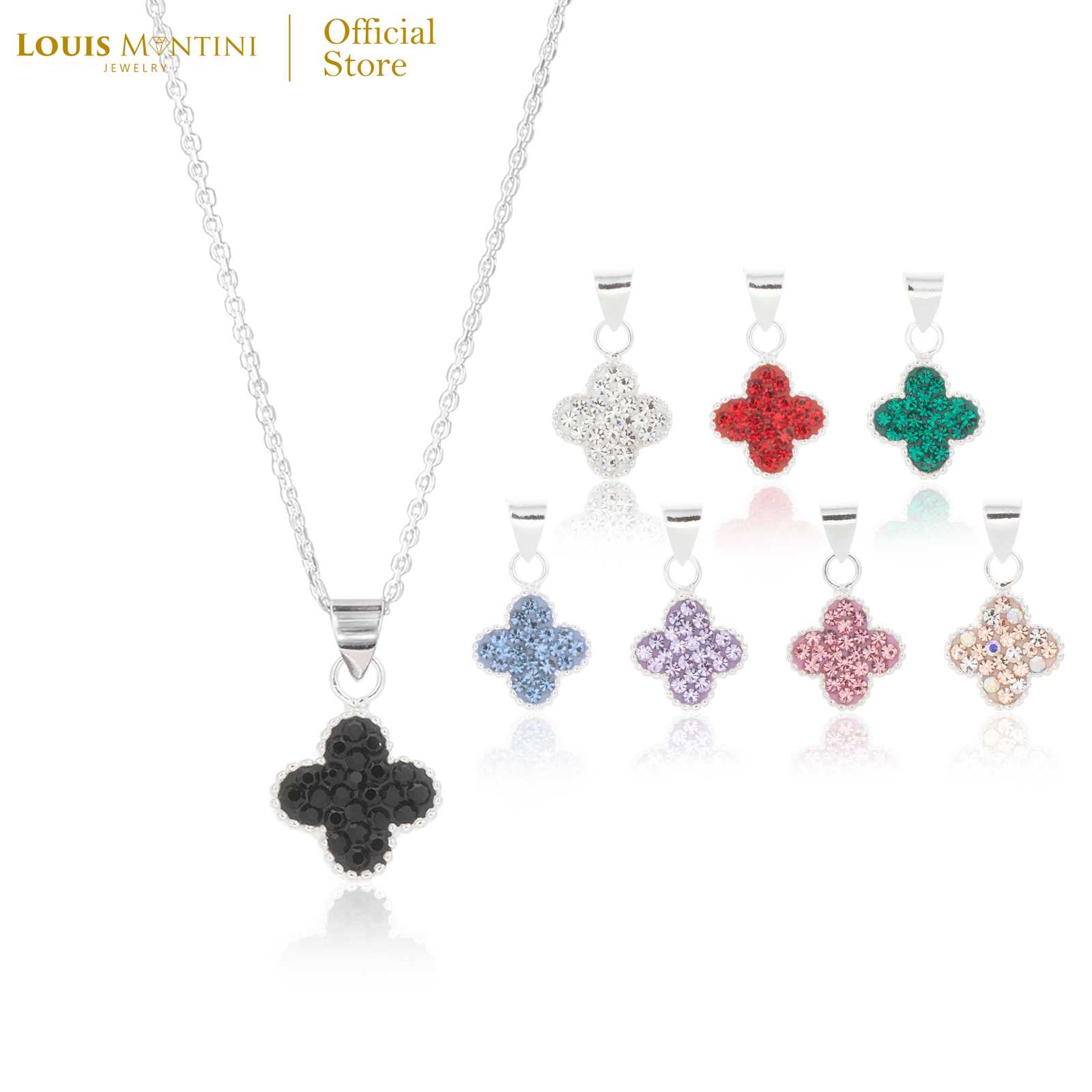 Louis Montini (Jewelry) Sterling Silver 925 Necklace สร้อยคอเงินแท้ 92.5% รูปดอกไม้ LJNC15