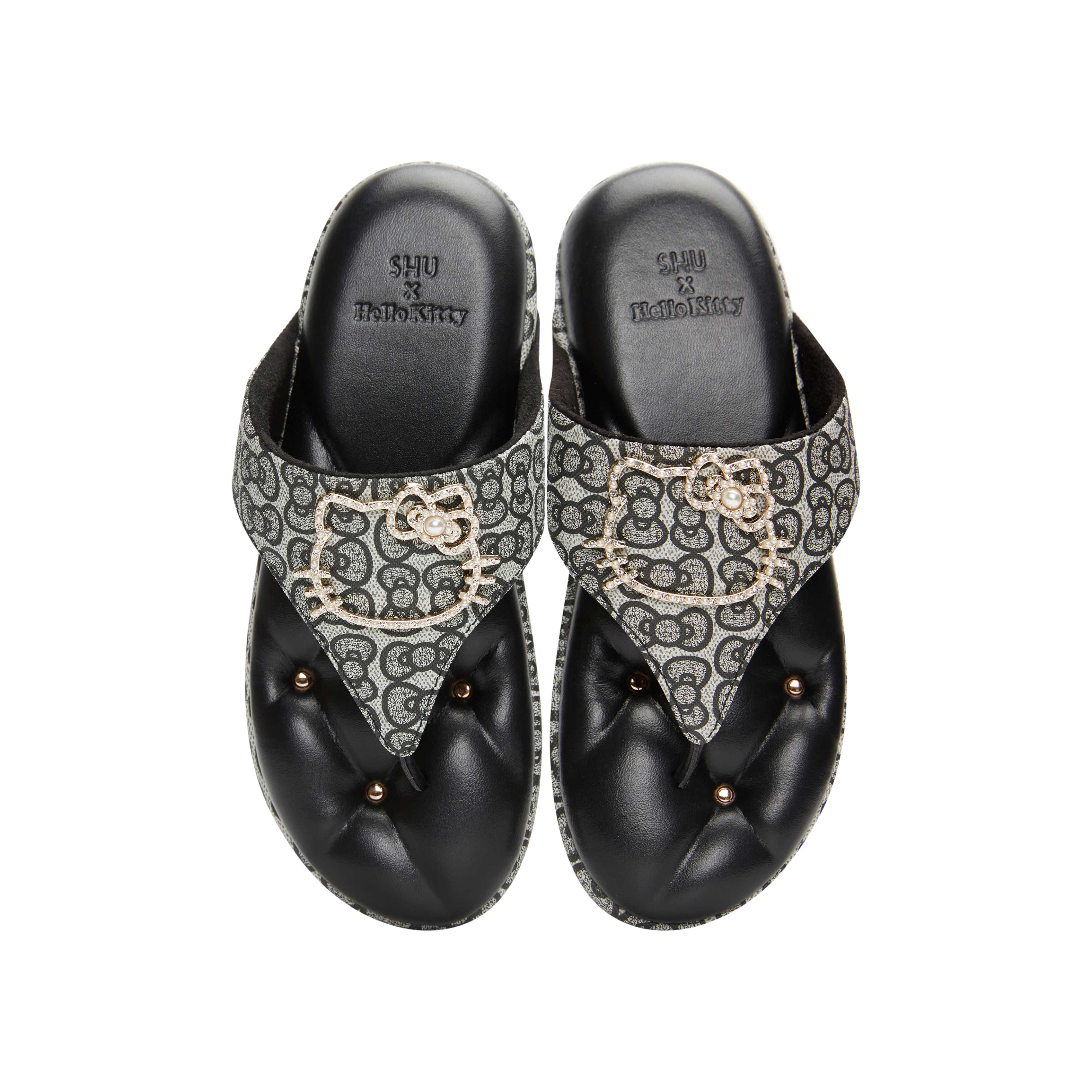 SHU l HELLO KITTY 2.5  SOFASHOES - BLACK KITTY PRINT CWSS0208-BK18-