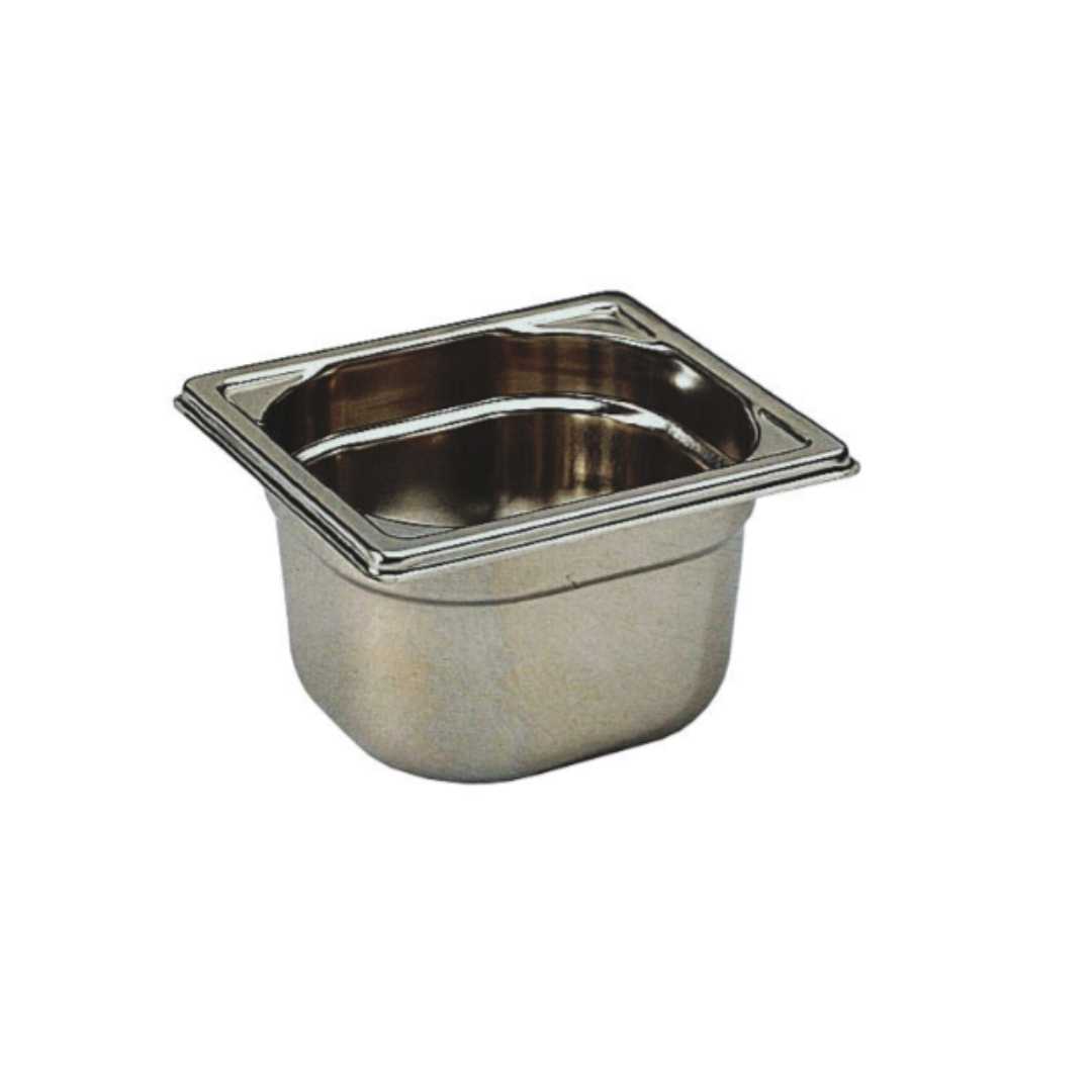 746006 FULL STAINLESS STEEL GASTRONORM CONTAINER - WITHOUT HANDLE - GN 1/6 DEPTH 6.5 CM