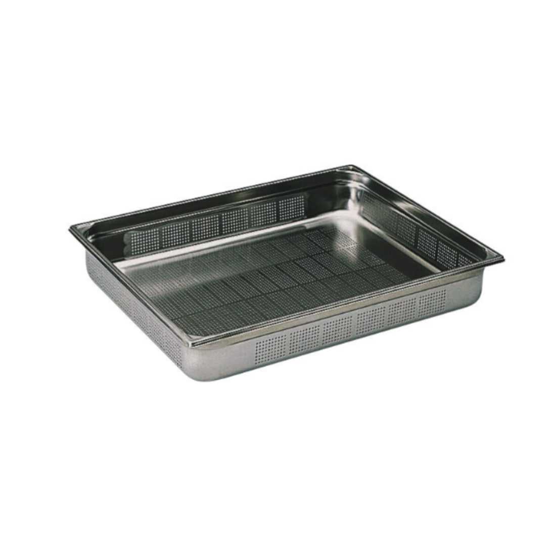 740410 PERFORATED STAINLESS STEEL GASTRONORM CONTAINER - WITHOUT HANDLE - GN 2/1 DEPTH 10 CM