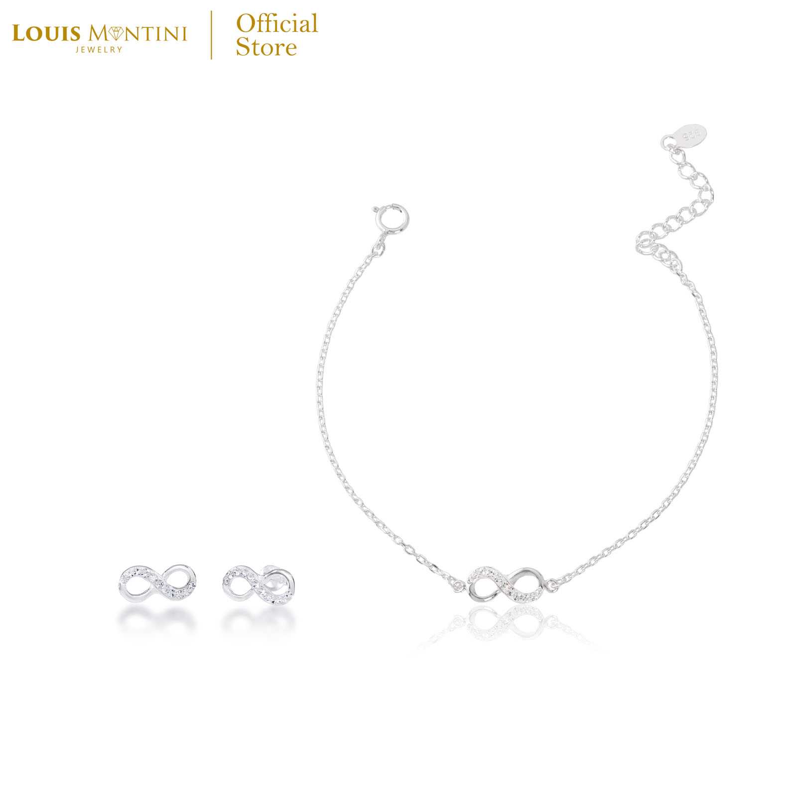 [Giftset] Louis Montini (Jewelry) ชุดกิฟท์เซต ต่างหูเงินแท้ สร้อยข้อมือเงินแท้ รูปInfinity LJ-GS011