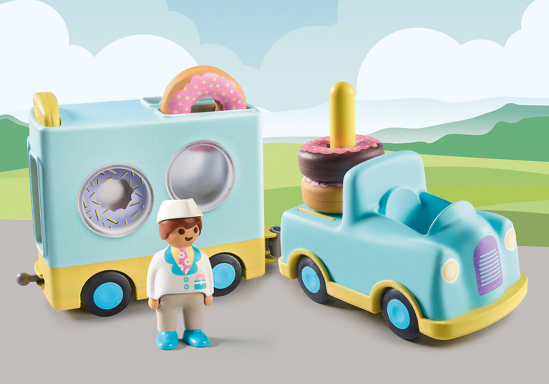 Playmobil 71325 1.2.3: Crazy Donut Truck with Stacking and Sorting Feature 123 รถบรรทุกโดนัท