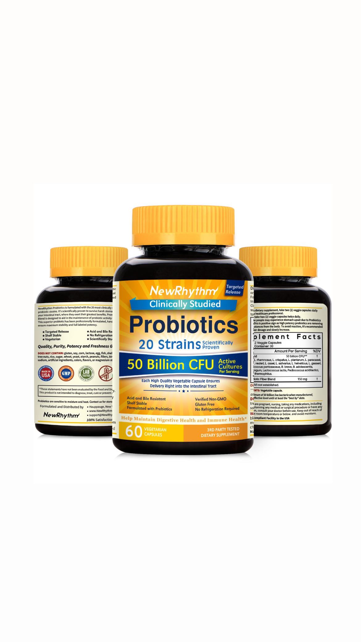 NewRhythm Probiotics 50 Billion CFU 20 Strains