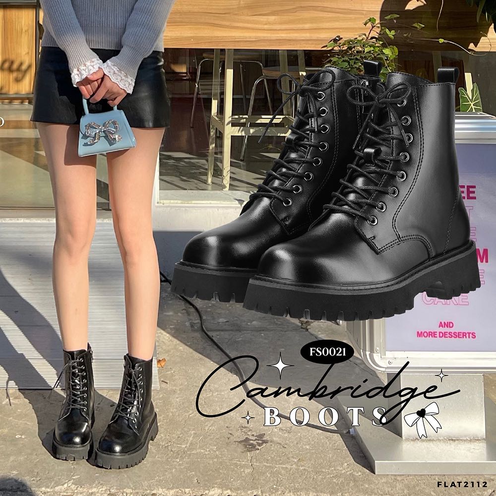 FLAT2112 FS0021 : CAMBRIDGE BOOTS รองเท้าบูทหนัง รองเท้าบูทมาร์ติน รองเท้าบูทข้อสั้น